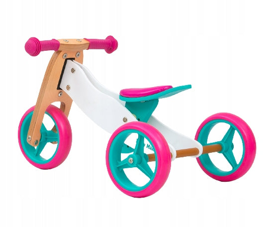 2in1 CANDY BALANCE BIKE for one-year-old child 12m Frame Wooden