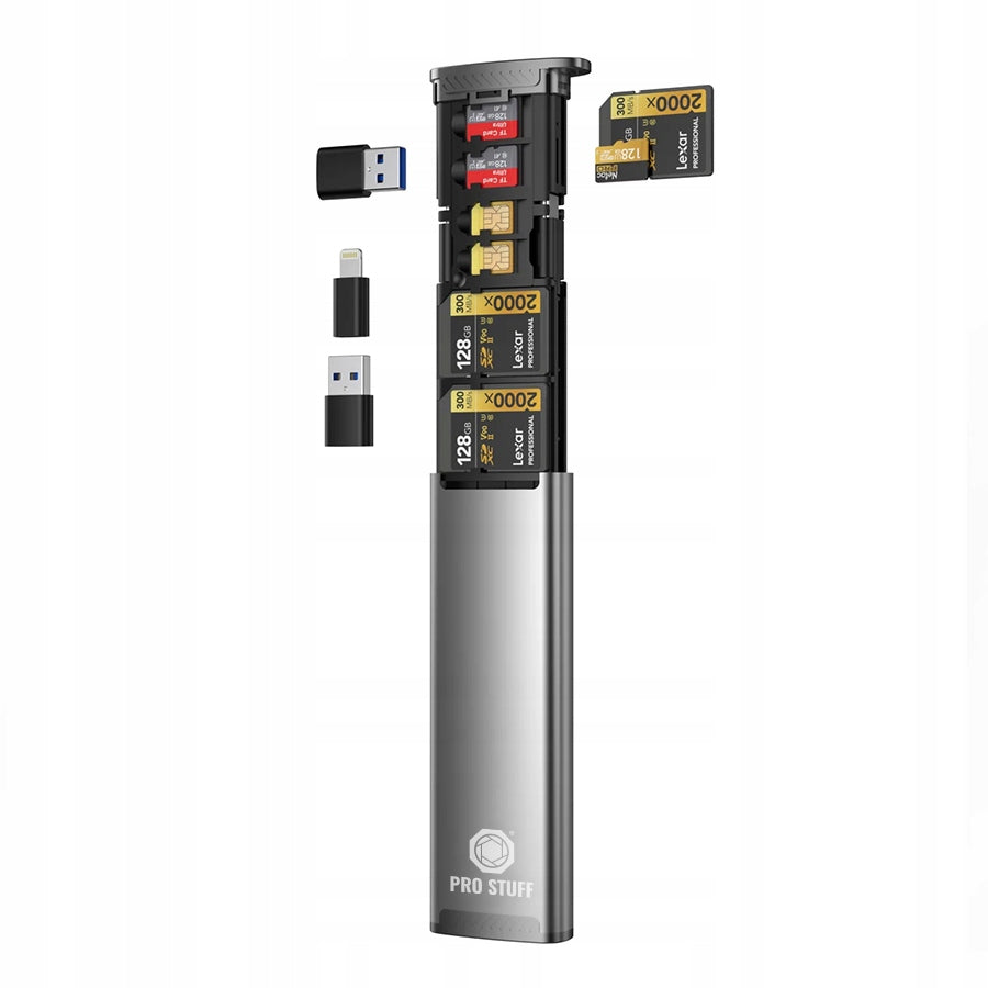 2in1 Case And Reader For 9 Memory Cards Micro Sd Sdxc Usb-c PRO STUFF Manufacturer Prostuff