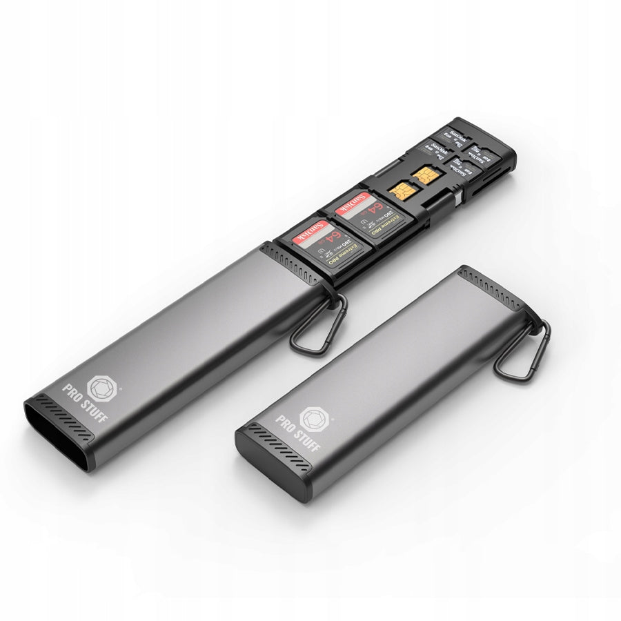 2in1 Case And Reader For 9 Memory Cards Micro Sd Sdxc Usb-c PRO STUFF