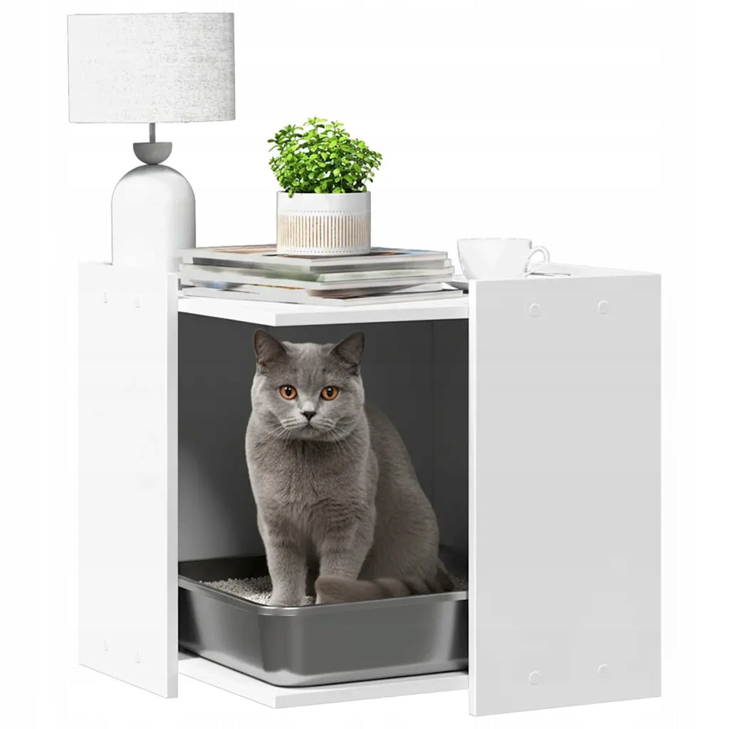 2in1 Cat Litter Box Cabinet with Side Table Function, White, 53x53x5 Manufacturer code G01204707