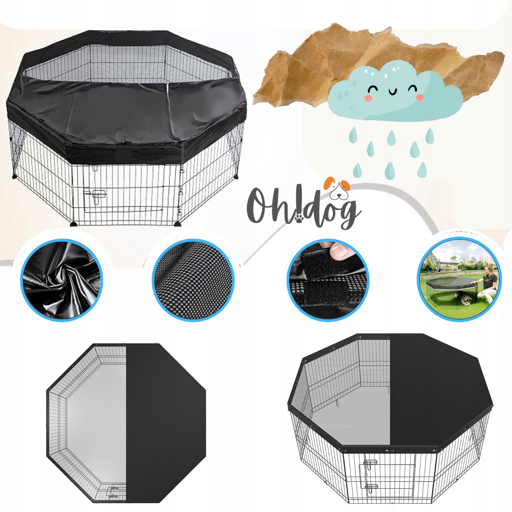 2in1 Dog Runway + Canopy Puppy Farm Oh!Dog Playpen Hodo* Cage Brand no brand