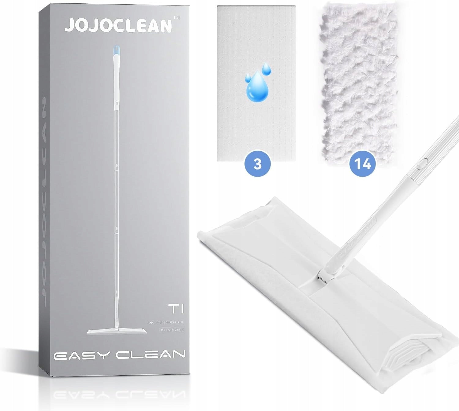 2in1 Dry and Wet Mop | Sweeping + Floor Washing + 3 Wet 14 Dry