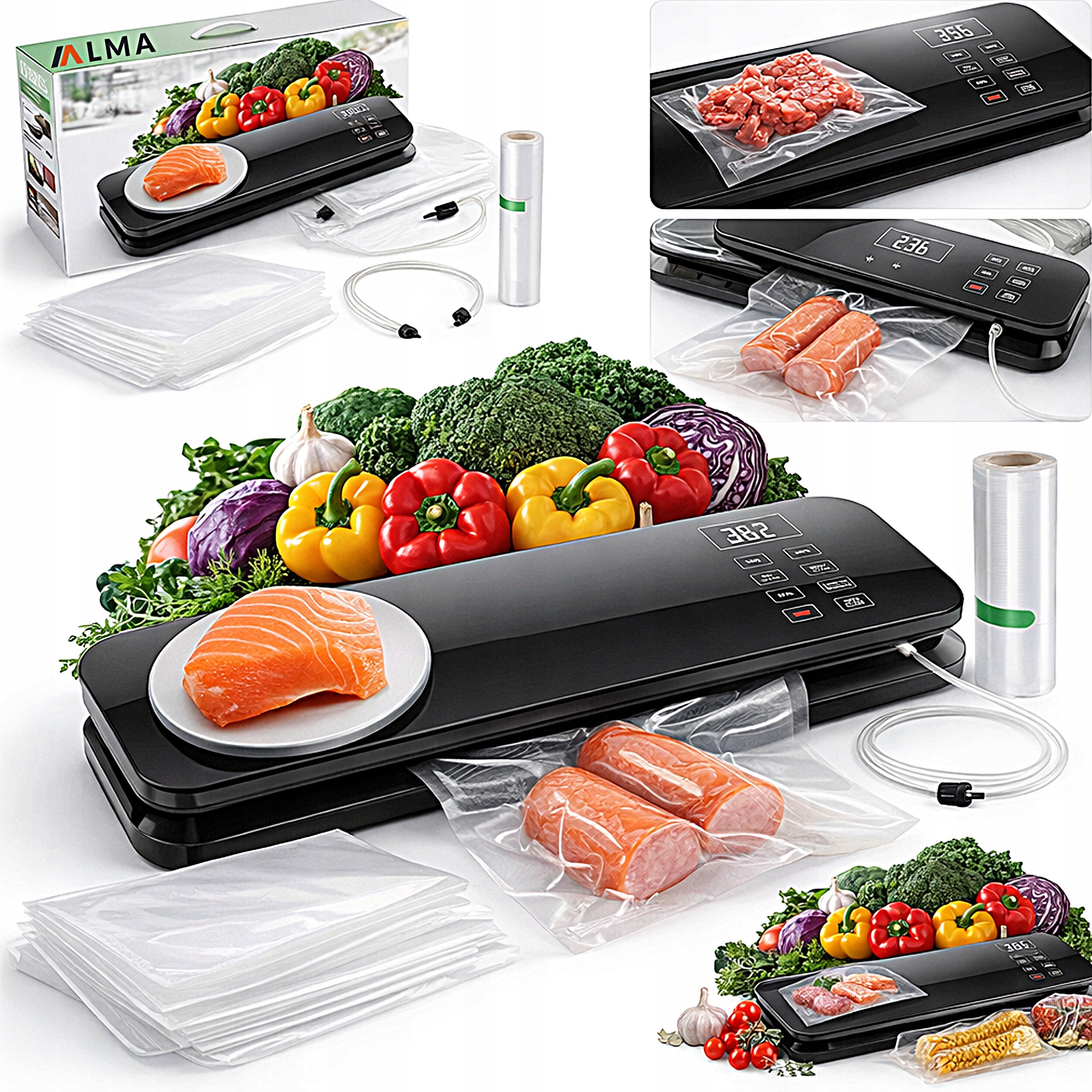 2in1 FOOD VACUUM WELDING MACHINE WITH WEIGHT DOUBLE PUMP 6 OPERATING MODES
