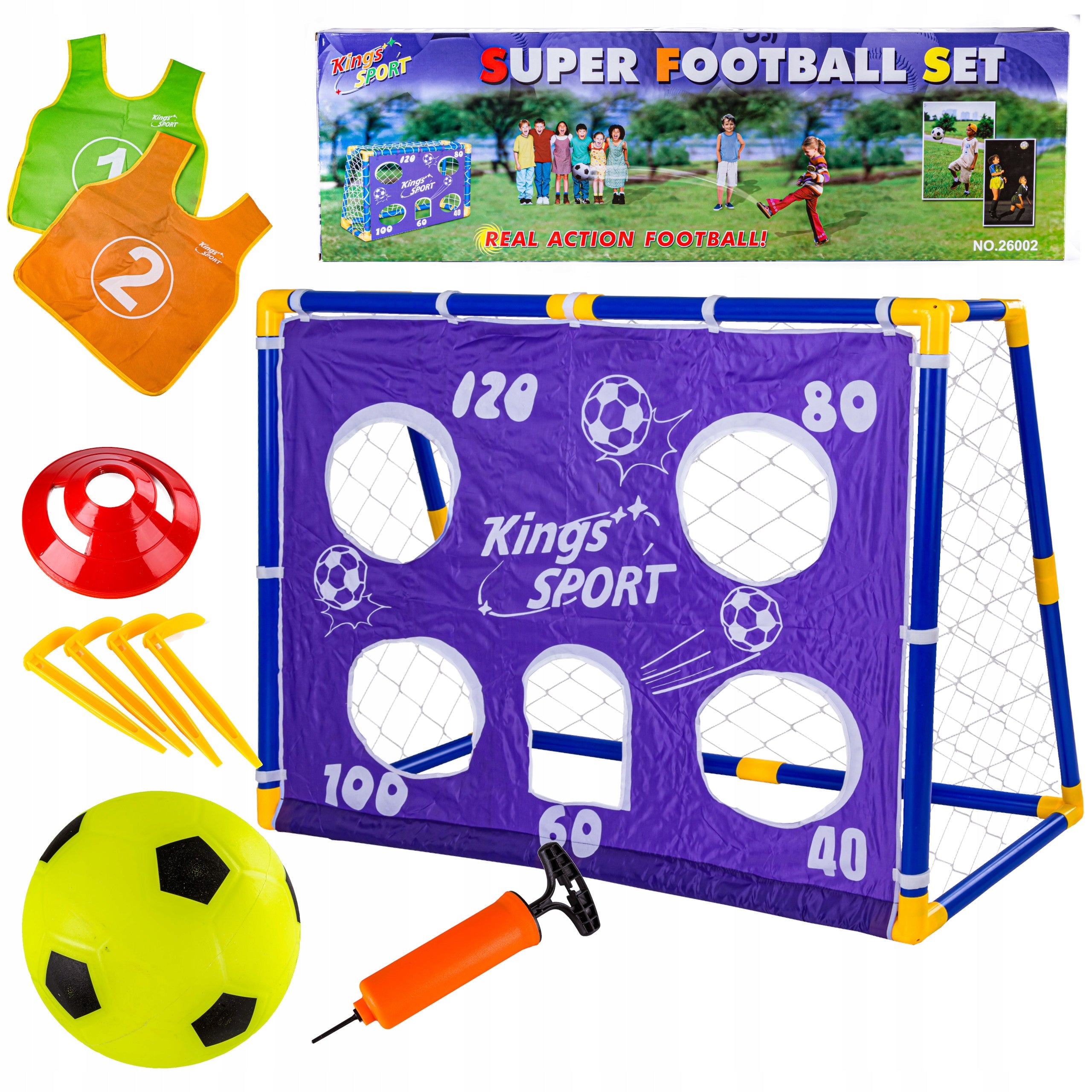 2in1 Football Goal to Play Points Pump Needle Ball Cones Vests
