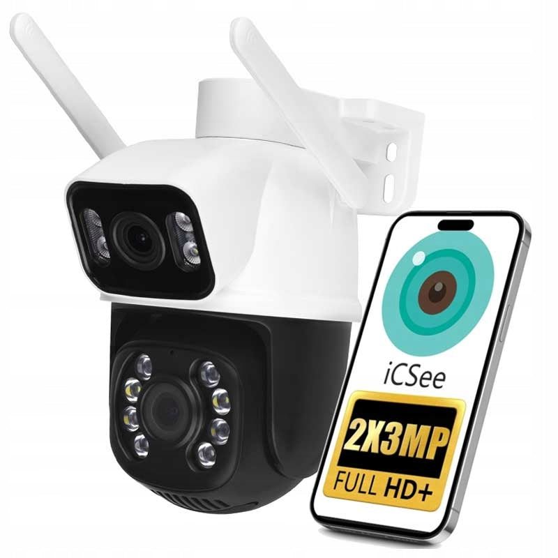 2in1 OUTDOOR ROTATING IP CAMERA WIFI ICSEE DUAL LENSES 3MPx ULTRA HD 2.4/5G