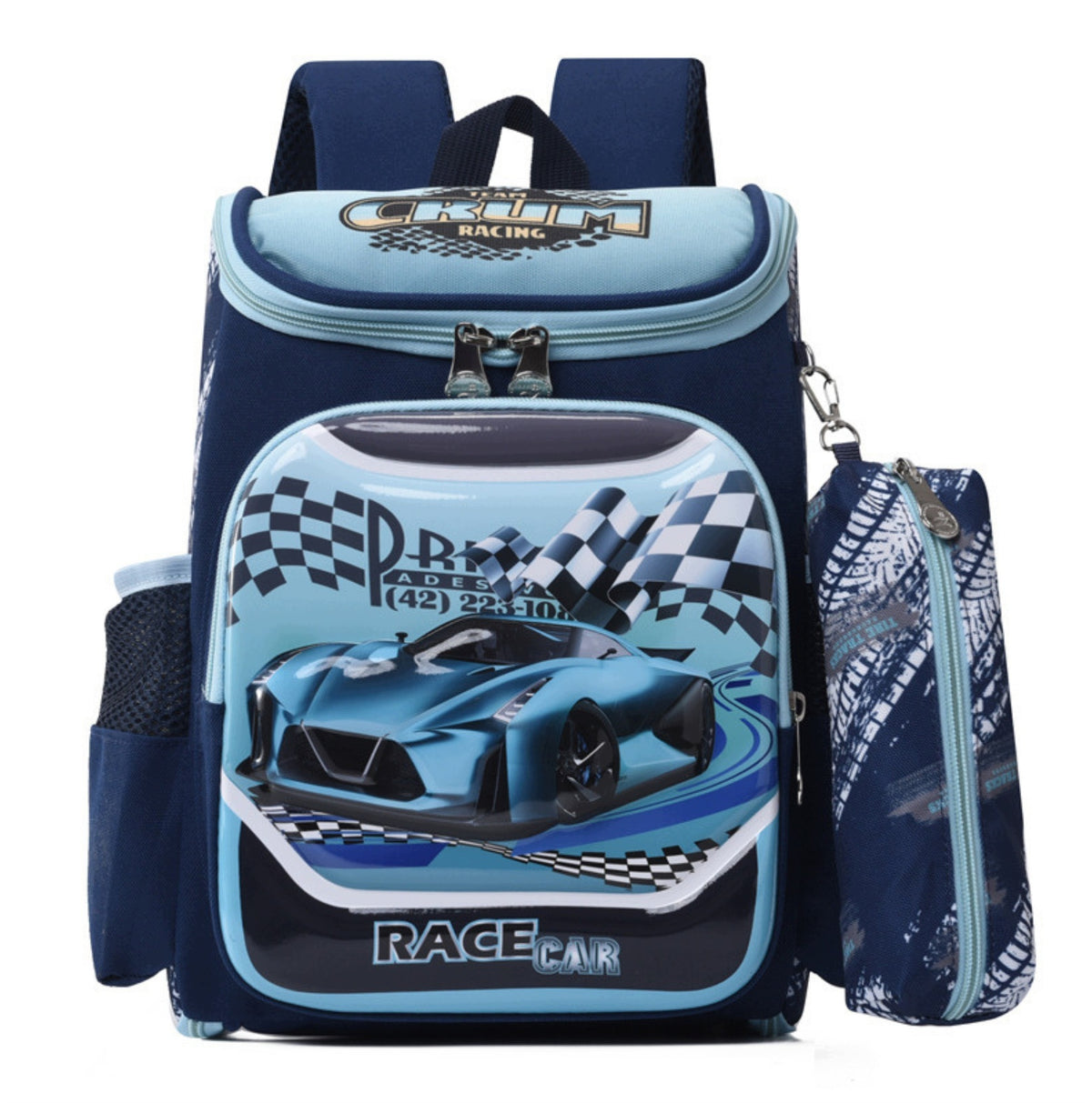 2in1 Preschool Backpack with Pencil Case for Boy Car