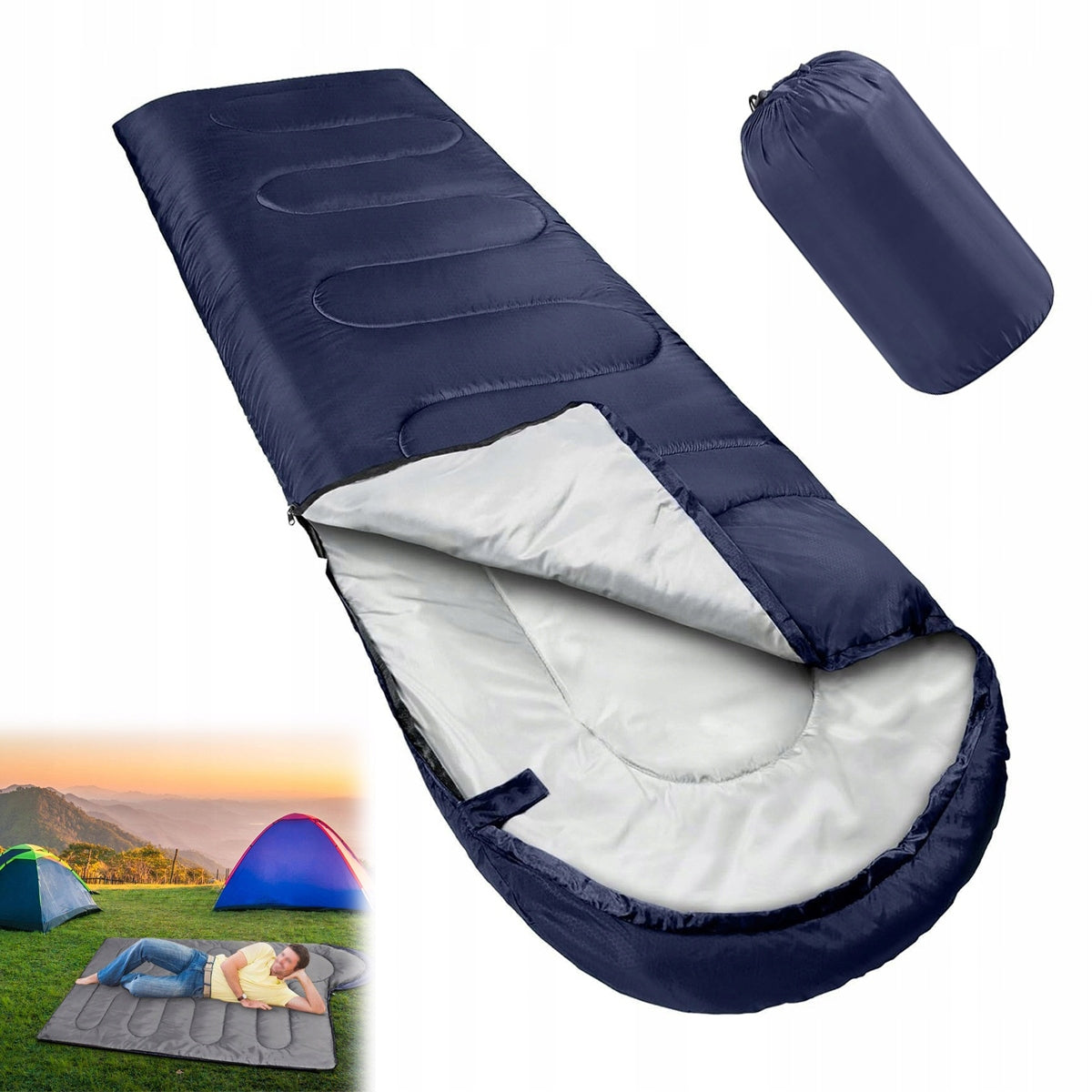 2in1 SLEEPING BAG Tourist Hooded Quilt WARM LIGHT Mummy + Cover