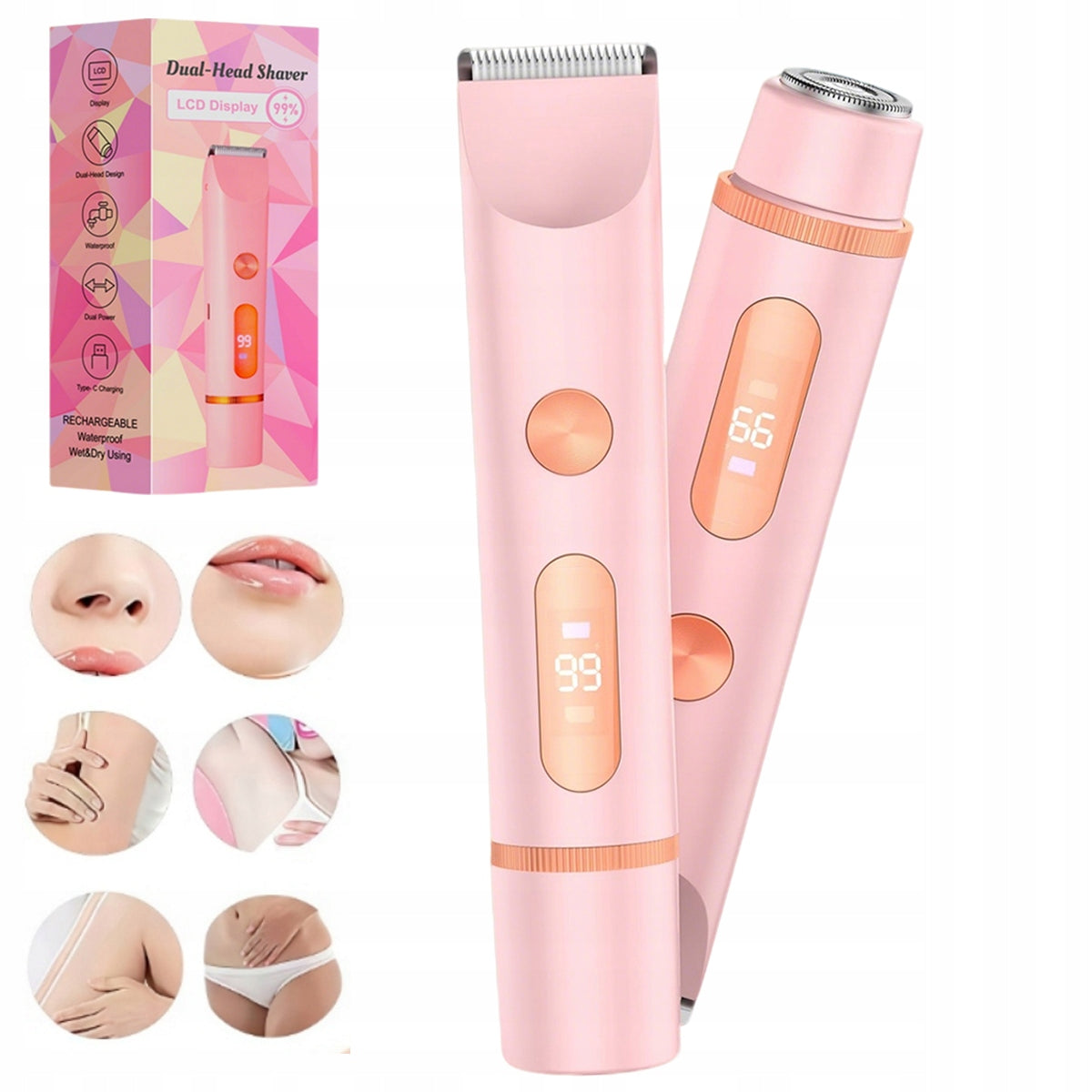 2in1 Shaver for Women for Intimate Places
