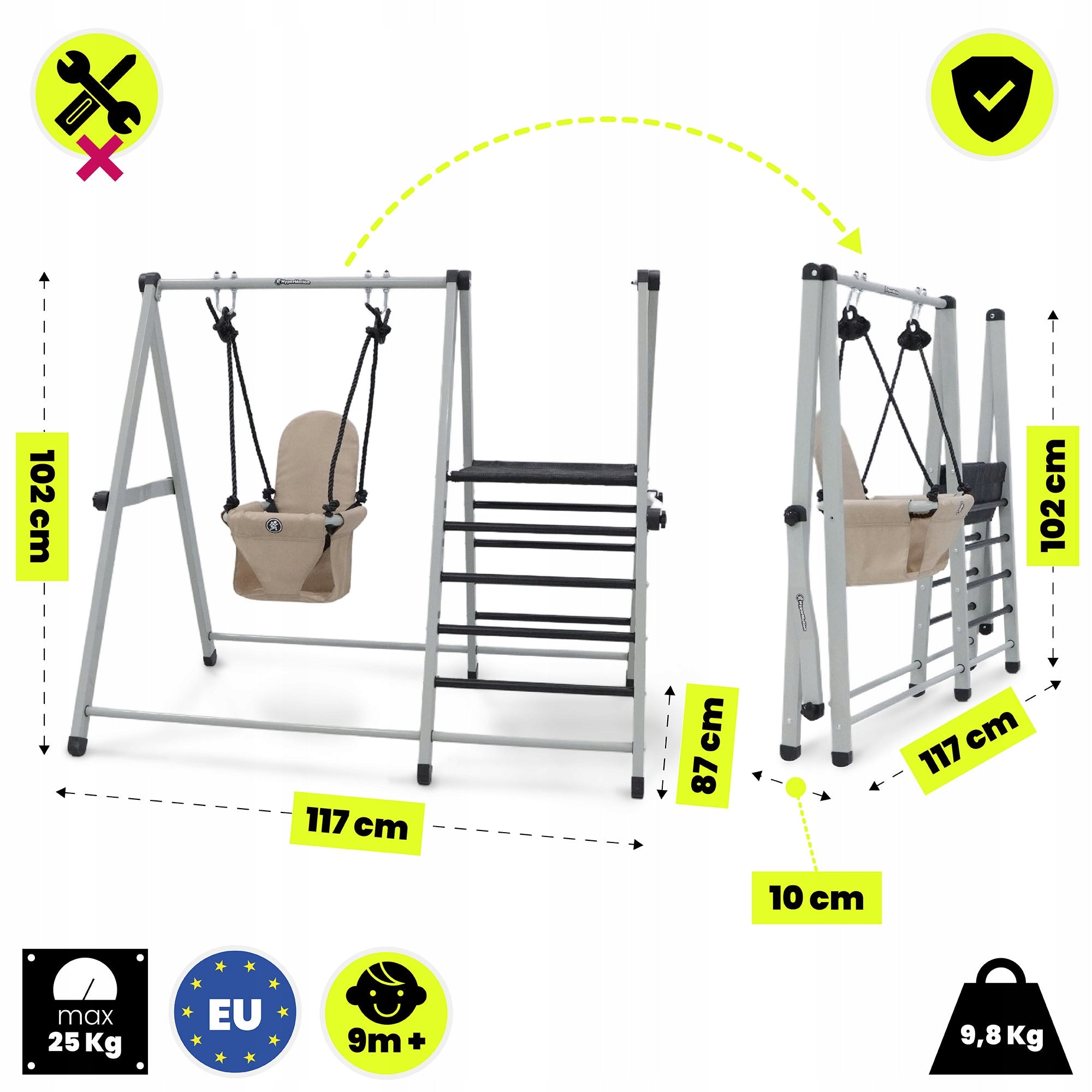 2in1 Swing for Kids HyperMotion Ladder for Garden Home Seat width 30 cm