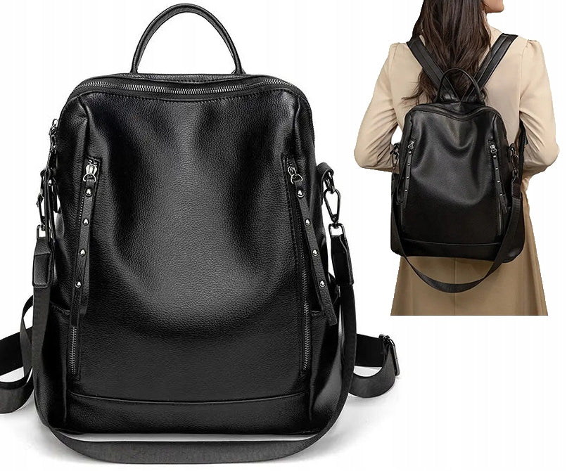 2in1 WOMEN'S BACKPACK BAG BLACK POCKET MULTIFUNCTIONAL QUALITY