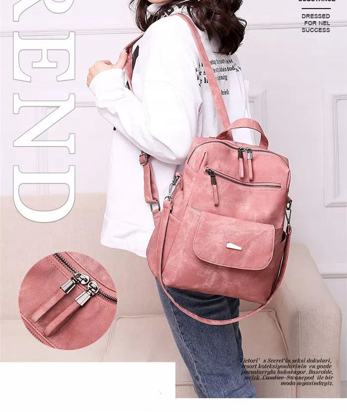 2in1 WOMEN'S BACKPACK CITY BAG A4 GREY QUALITY POCKETS ROOMY Manufacturer code plprz1