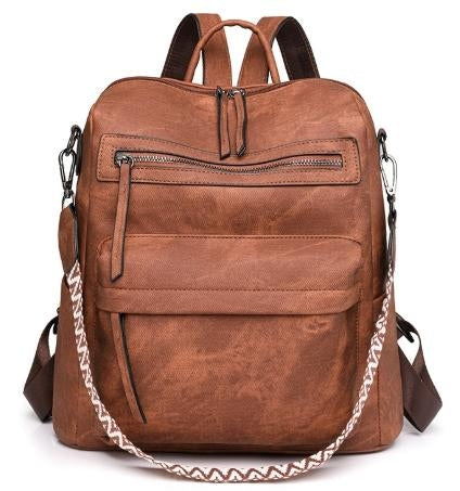 2in1 WOMEN'S BACKPACK WOMEN'S BAG URBAN BROWN FUNCTIONAL WITH POCKET