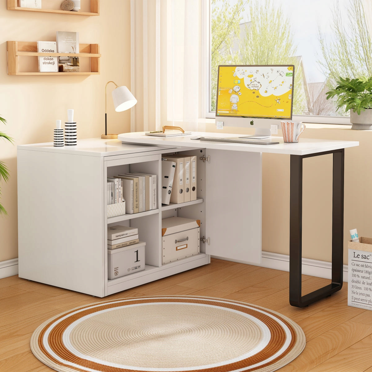 2in1 folding desk with bed mobile cabinet 216x116x79cm white black meta Manufacturer code NK000702AAK