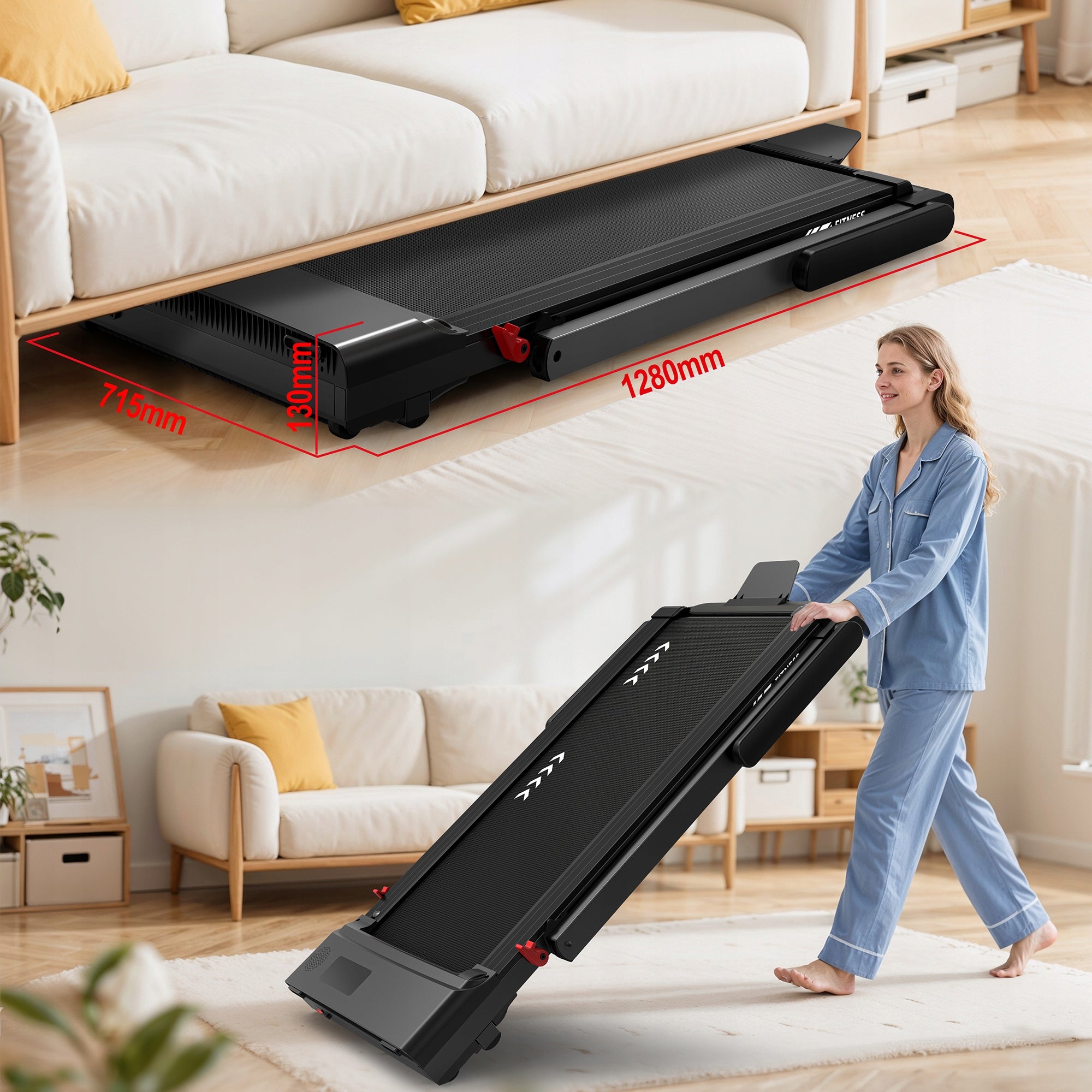 2in1 folding treadmill, 3,5 HP motor, 1-12 km/h speed, stable and durable Additional features Bluetooth keyboard shortcuts safety key transport wheels place for mobile phone/tablet foldable training programs display