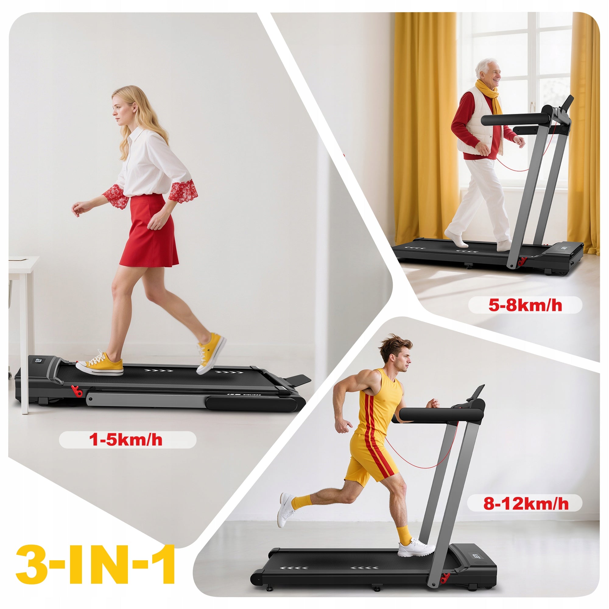 2in1 folding treadmill, 3,5 HP motor, 1-12 km/h speed, stable and durable Brand ORISYN