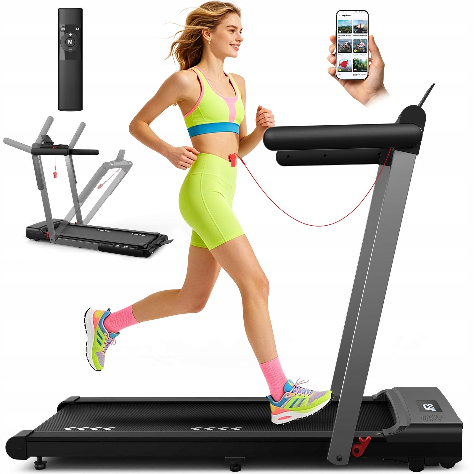 2in1 folding treadmill, 3,5 HP motor, 1-12 km/h speed, stable and durable