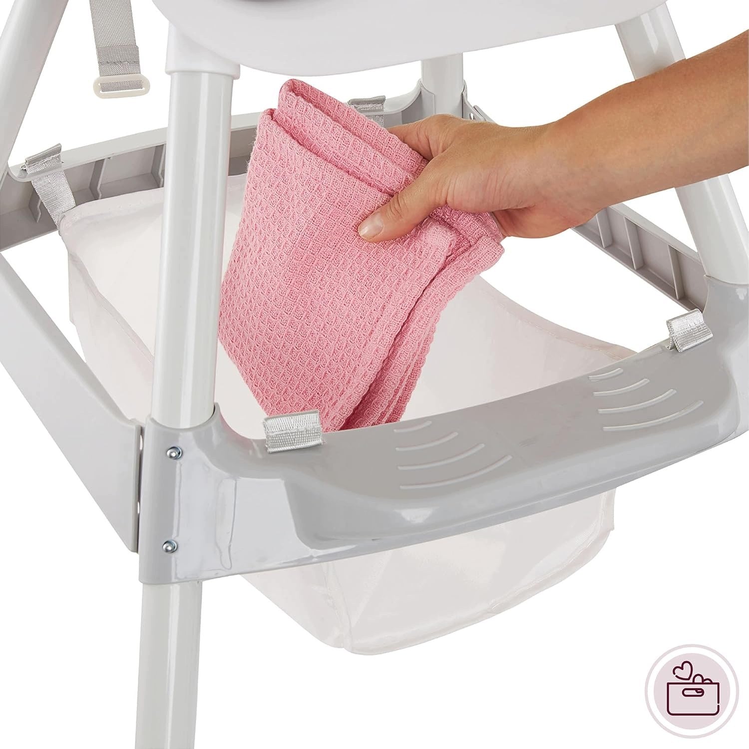 2in1 high chair with tray and eco-leather insert, grey, from 6 months Color shades of gray and silver