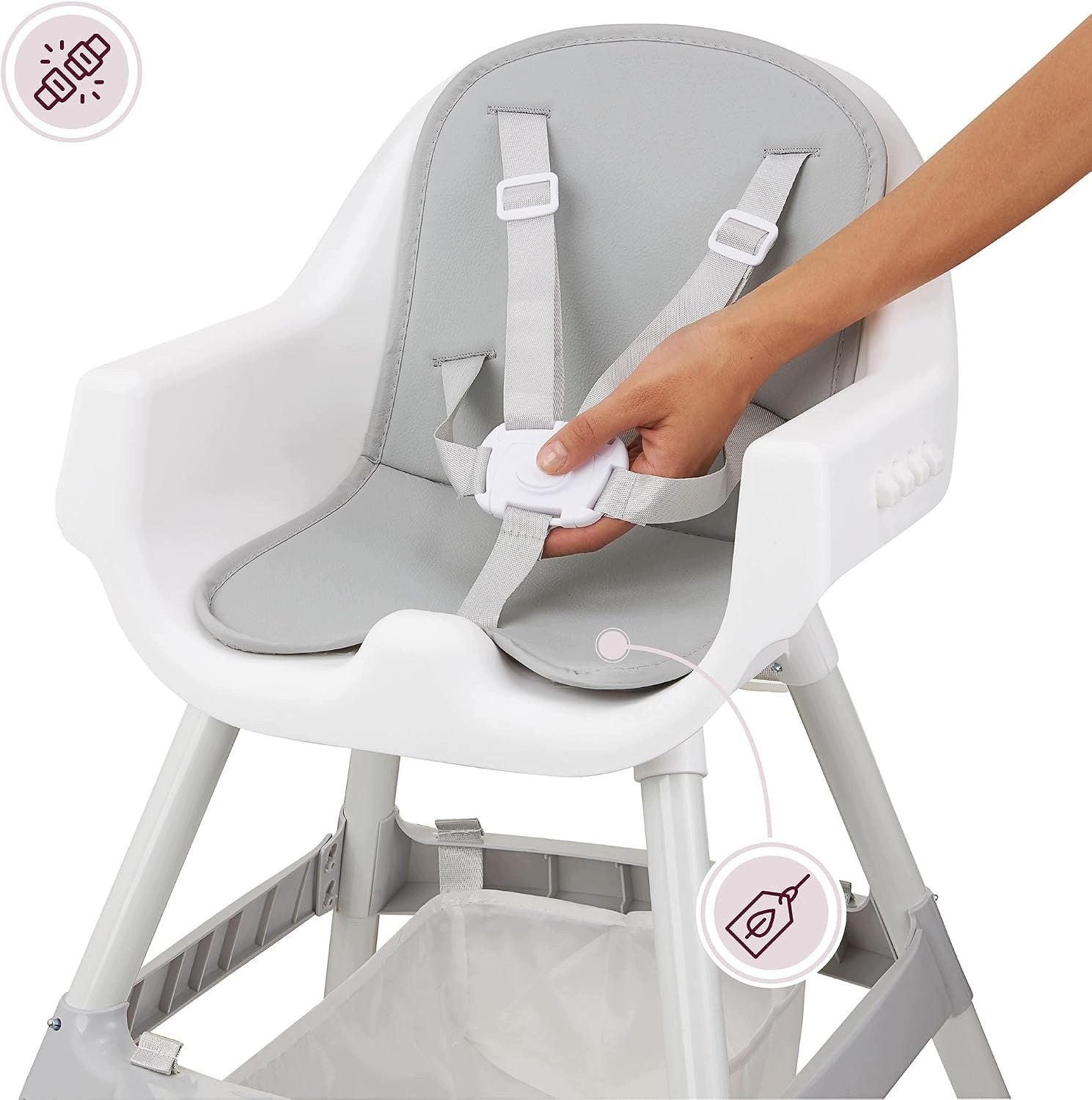 2in1 high chair with tray and eco-leather insert, grey, from 6 months Packaging status original