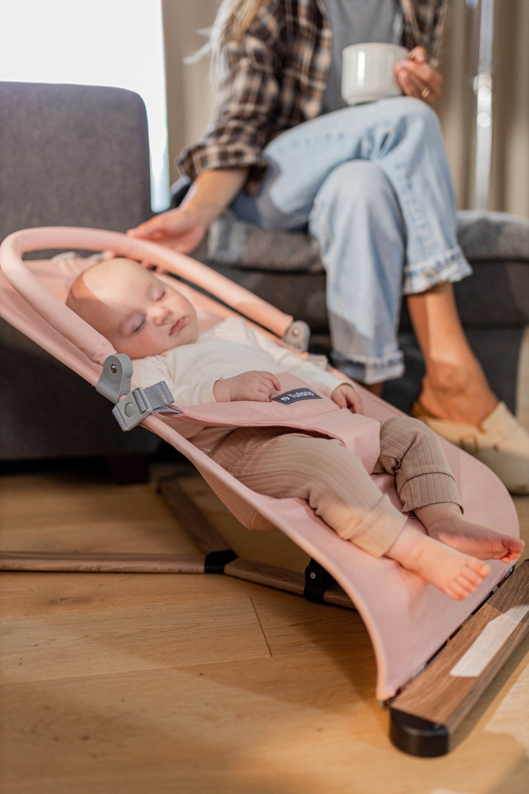 2in1 rocker lounger TULANO pink for baby folding with straps Manufacturer code TN-MOON 30 PINK