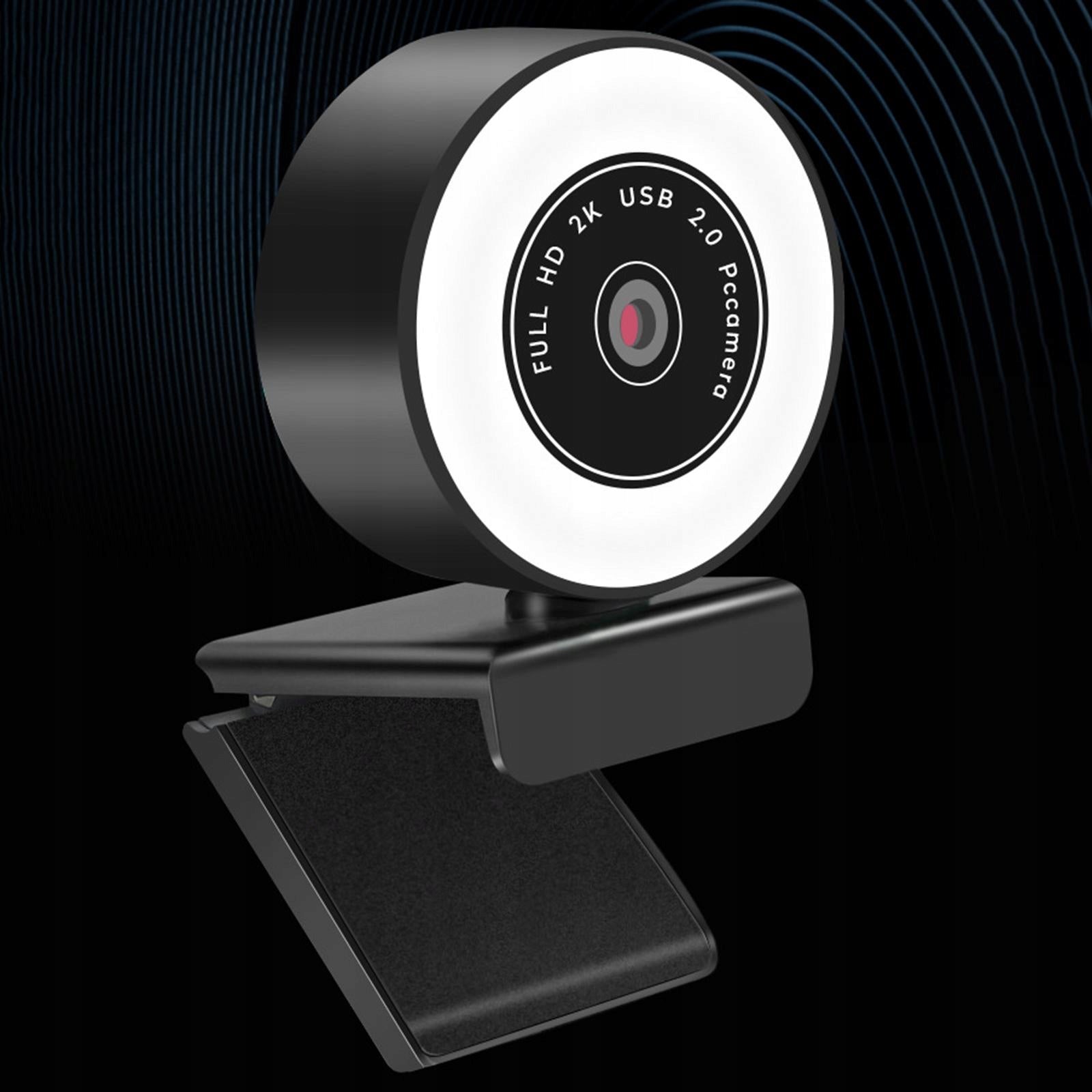 2k Webcam with Microphone Ring Light HD Web Cam for 1080p Fixed Focus Packaging status original