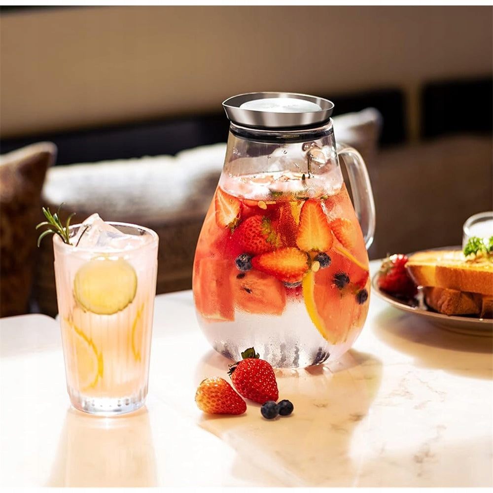 2l Glass Jug with Lid and Spout, Water Decanter, Water Jug Model ActiveMax Clariti Glass