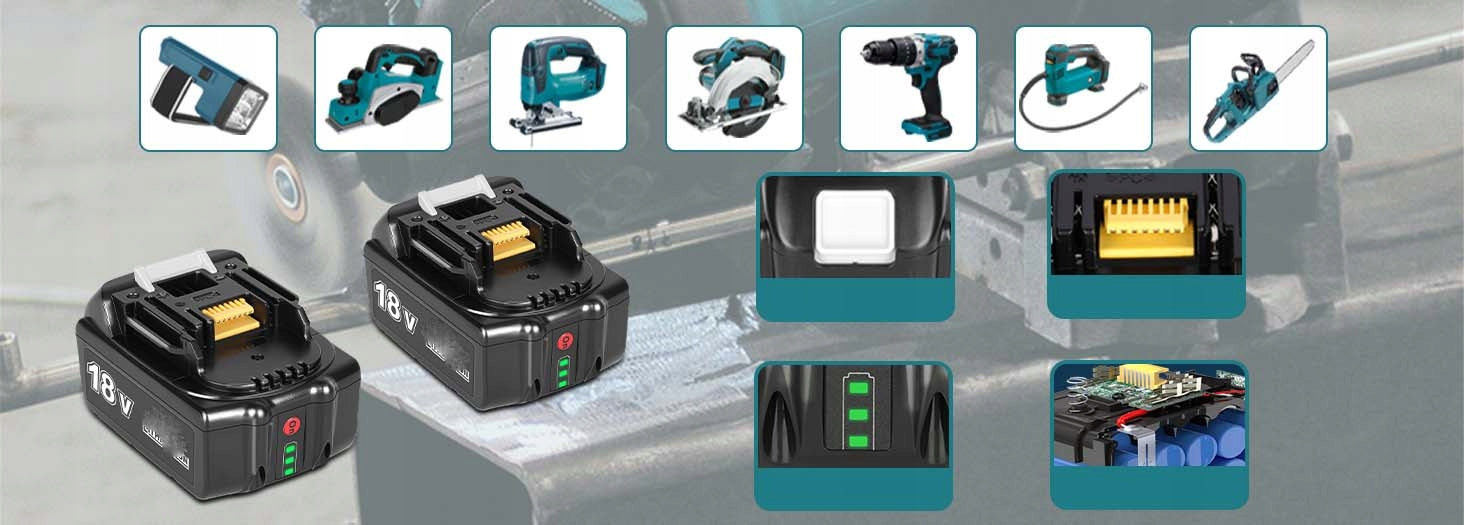 2pcs 18V 6Ah Battery for Makita BL1860 BL1860B LXT-400 + DC18RD CHARGER Battery type Li-Ion