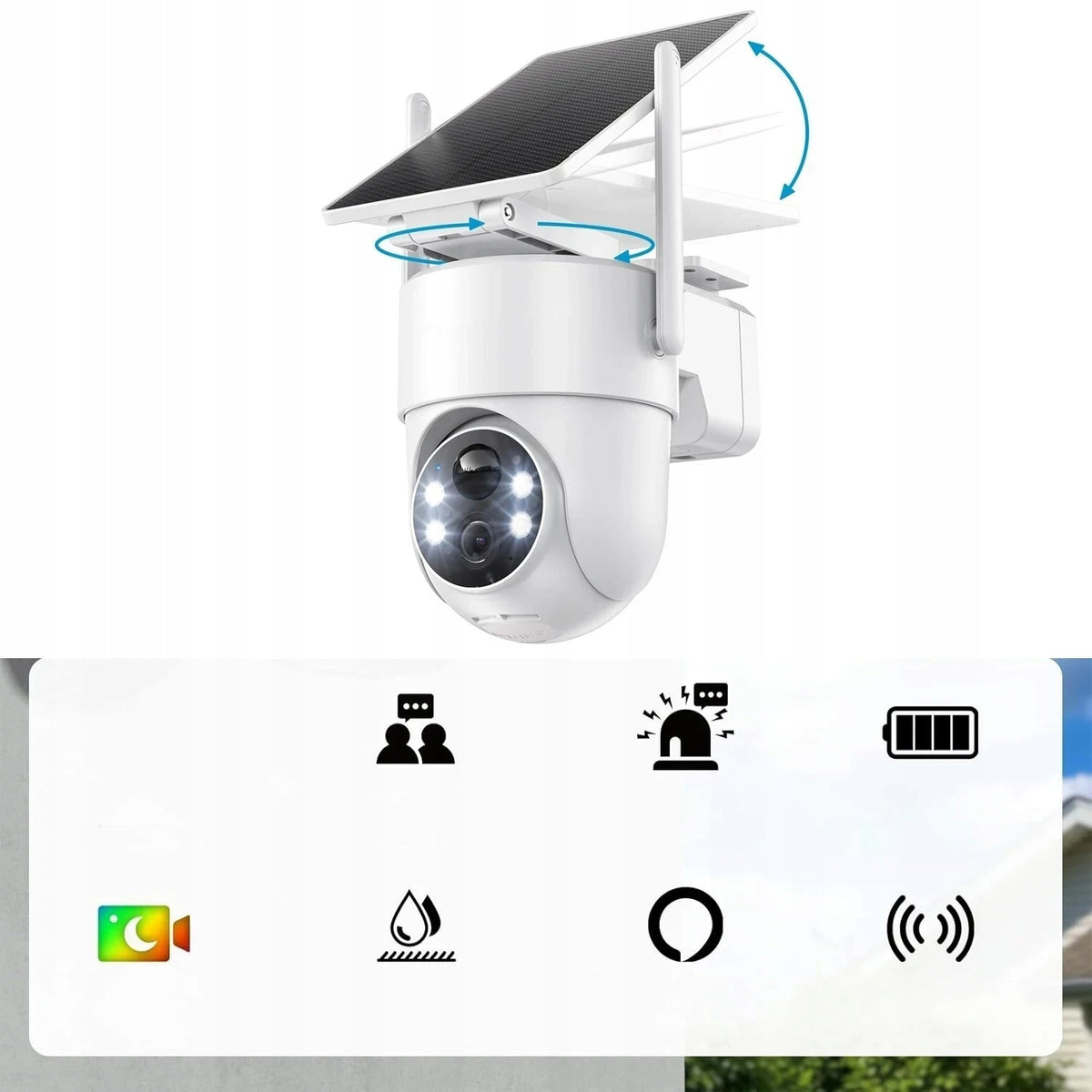 2pcs 3MPX Solar Camera Rotating Body Detection PIR 360° ROTATING Packaging status original