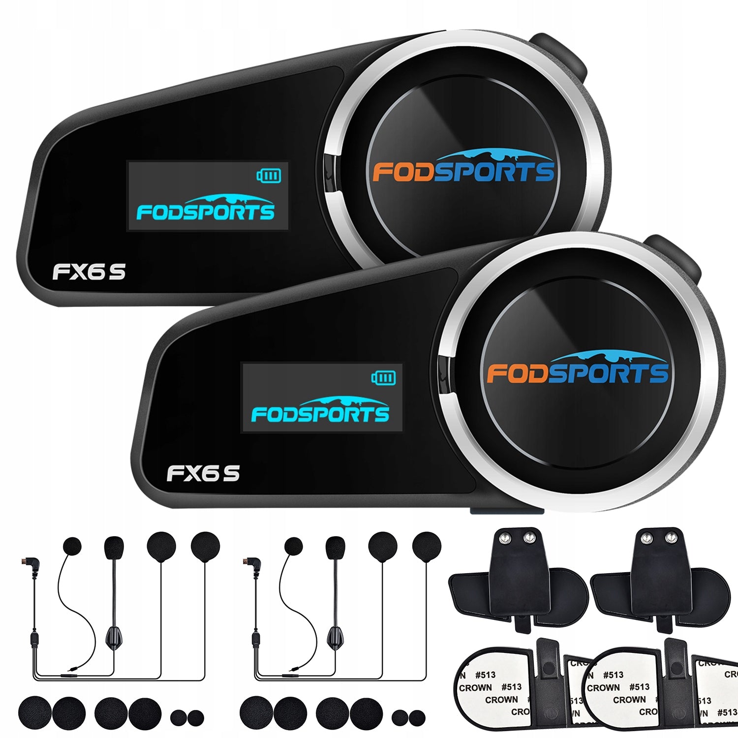 2pcs Fodsports FX6S Motorcycle Intercom 6 Persons Connect