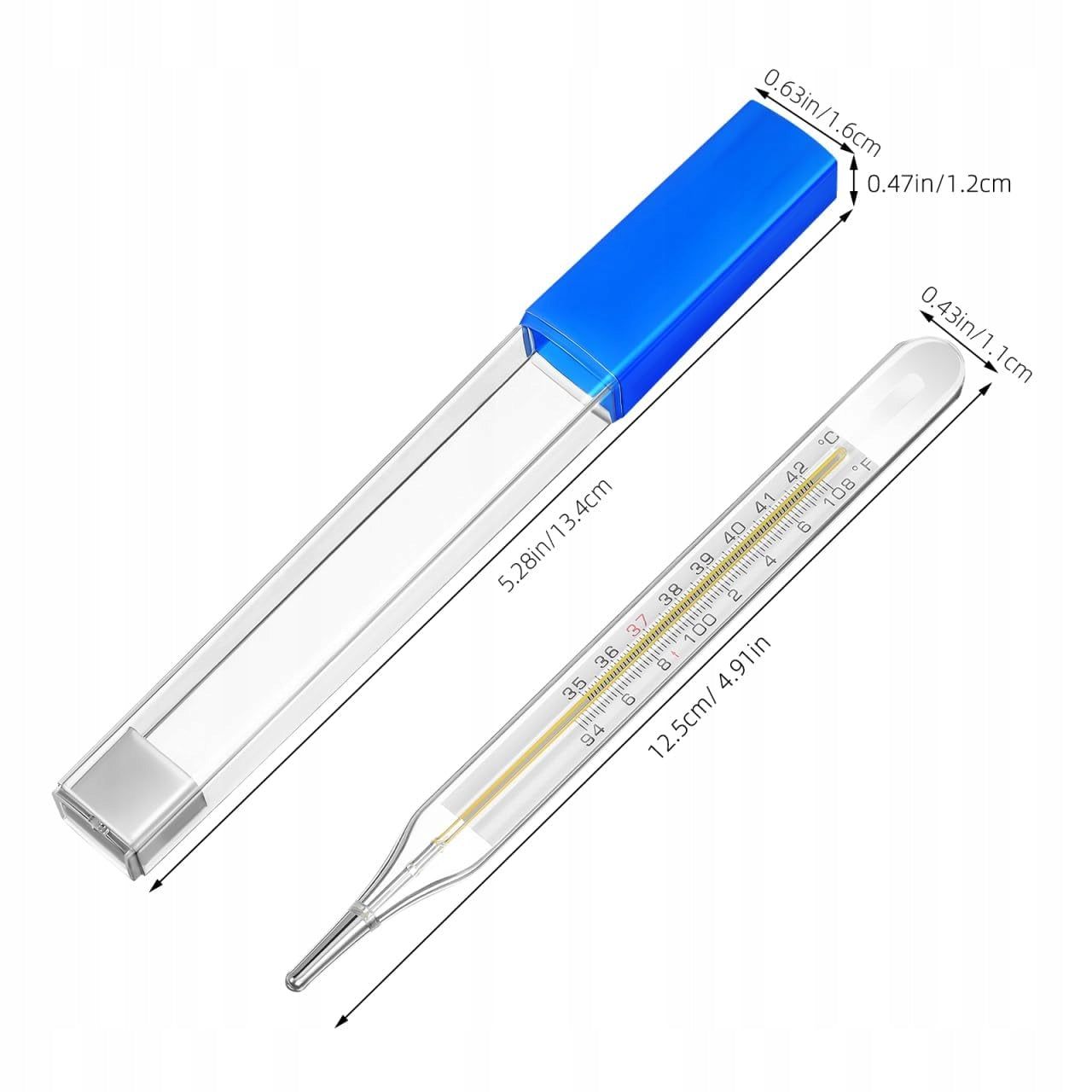 2pcs Glass Oral Thermometer Adults Kids Fast Fever Indicator Dual Scale Medical device no
