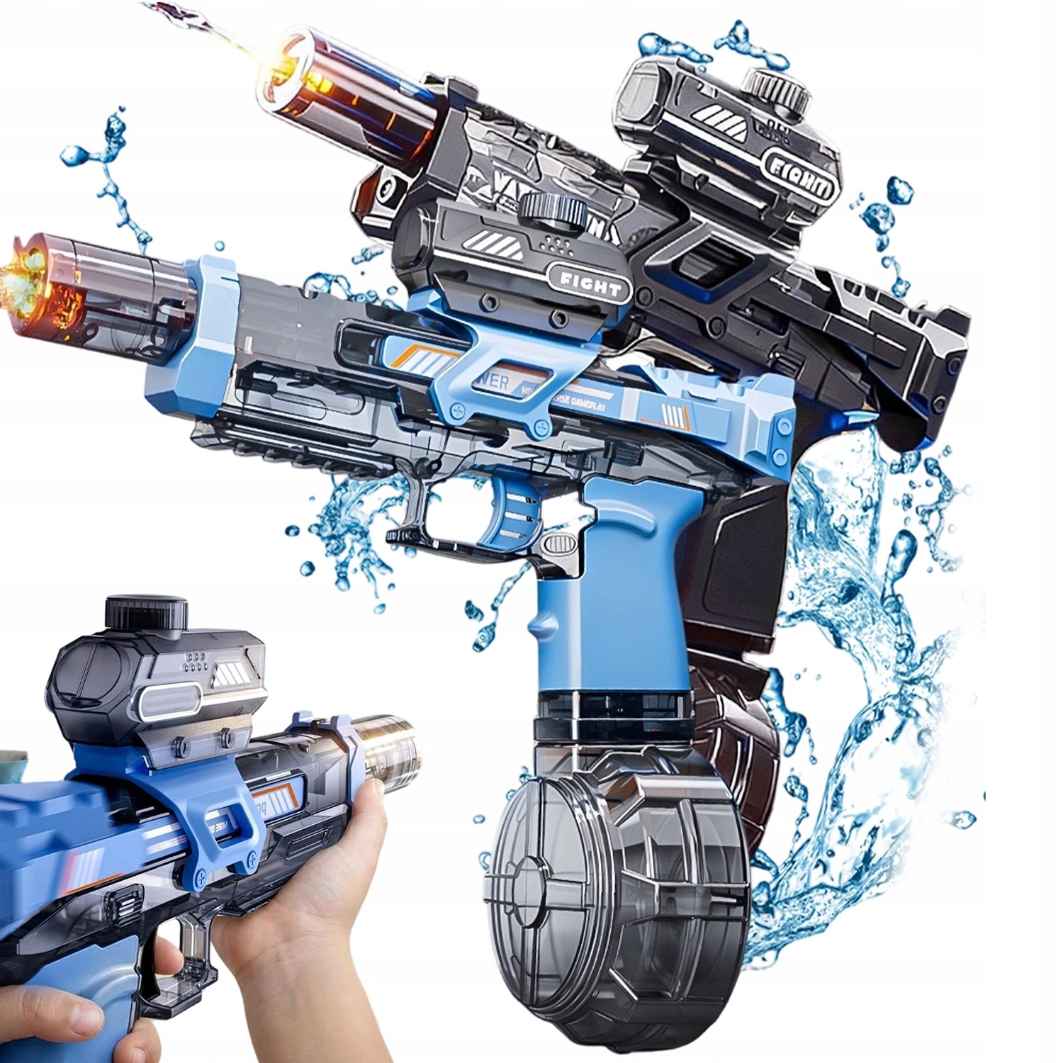 2pcs Pistol Water Rifle Electric Vending Machine Toy For Kids With Led Length 25.4 cm