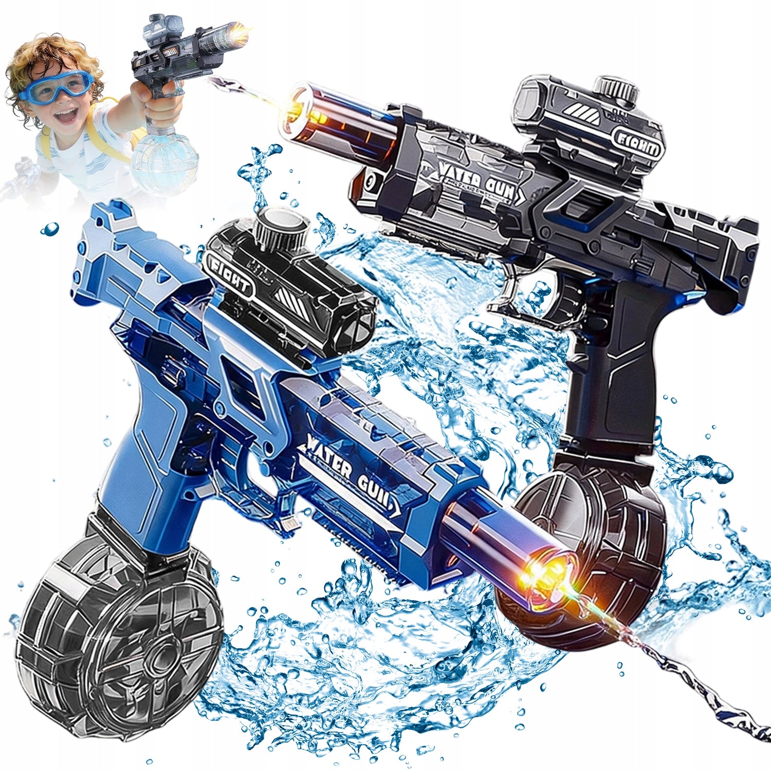 2pcs Pistol Water Rifle Electric Vending Machine Toy For Kids With Led
