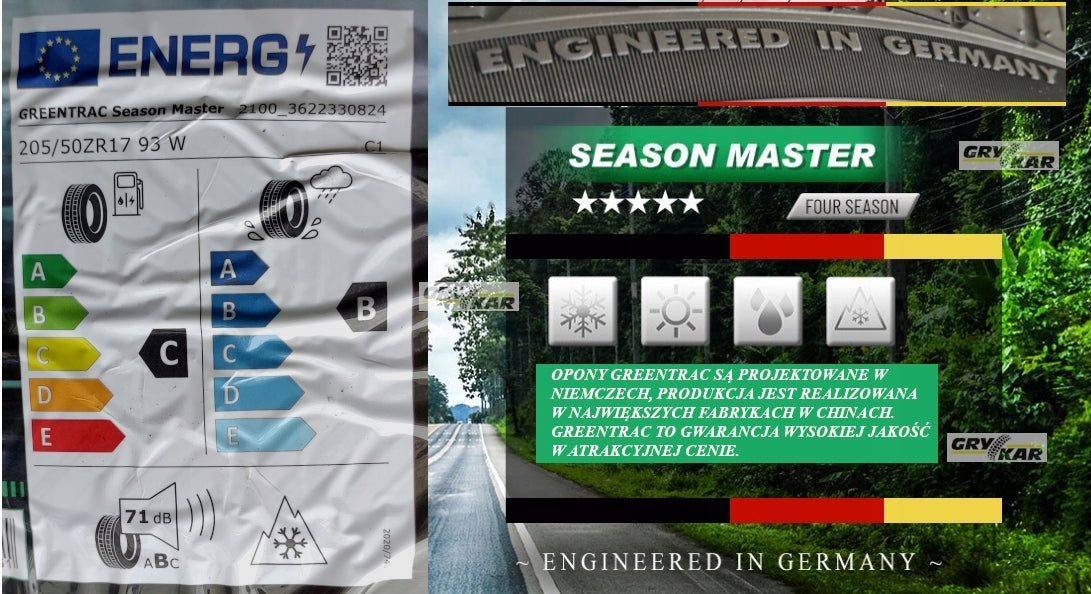 2x 205/50R17 Greentrac Season Master 2025 C/B/71dB 3 years warranty. Season all-season