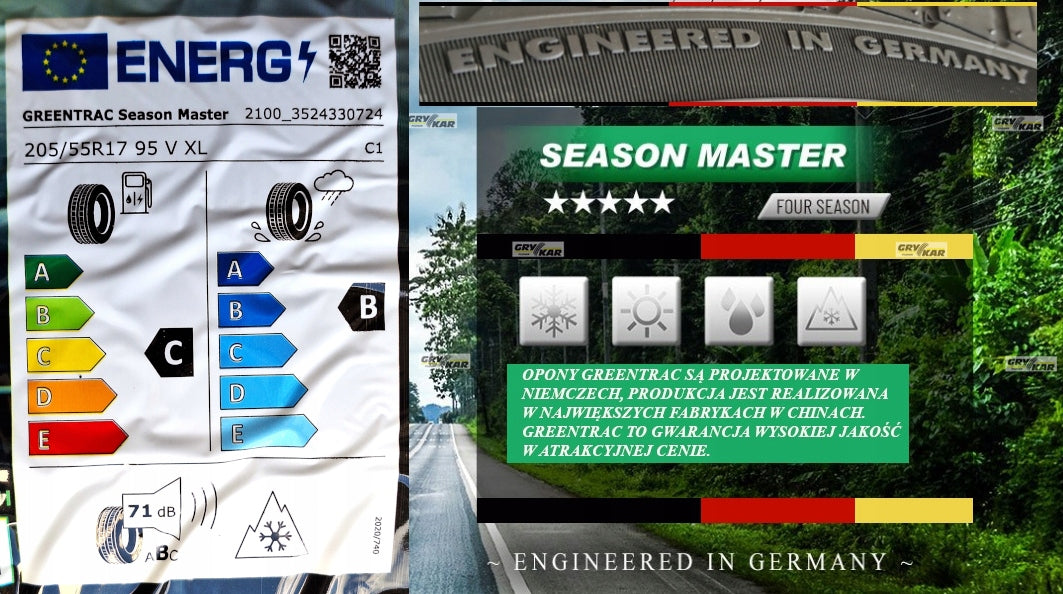 2x 205/55R17 Greentrac Season Master 2025 C/B/71dB 3 years warranty. Season all-season