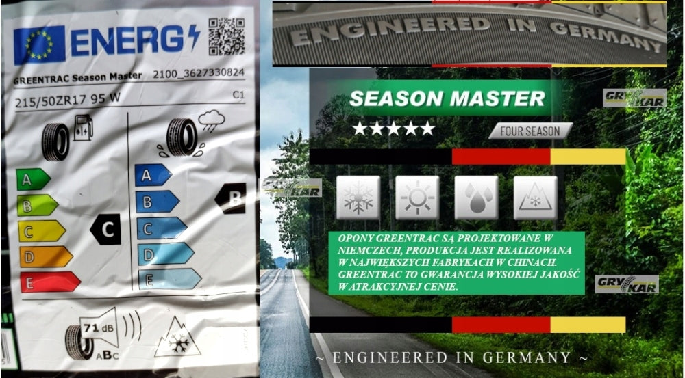 2x 215/50R17 Greentrac Season Master 2025 C/B/71dB 3-year warranty. Season all-season