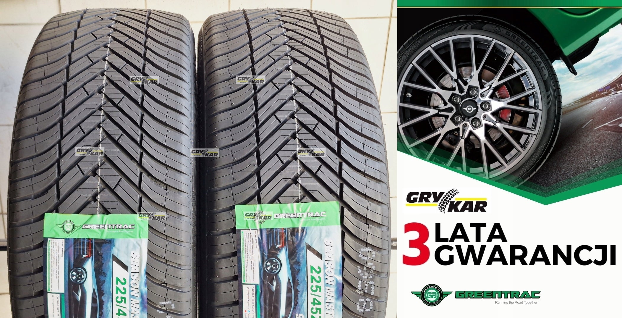 2x 225/45R18 Greentrac Season Master 2025 tires, 3-year warranty