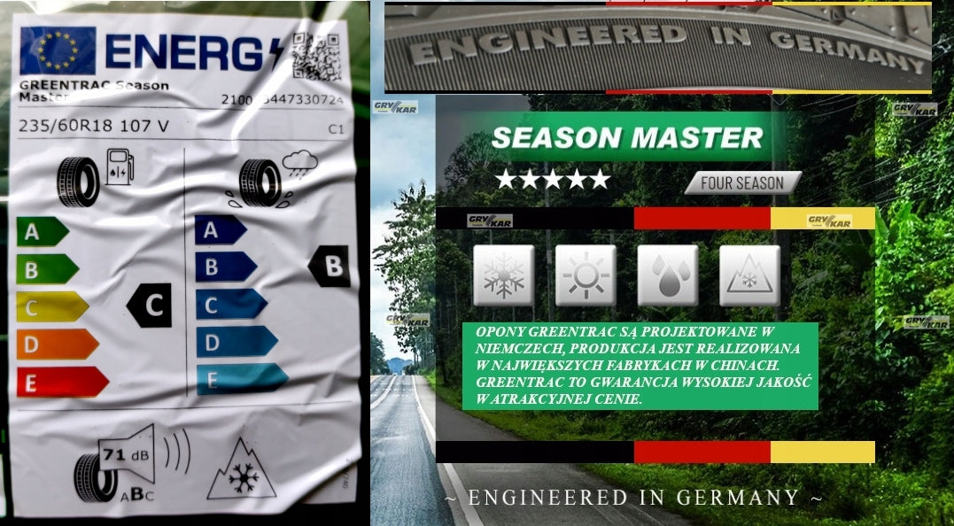 2x 235/60R18 Greentrac Season Master 2026 C/B/71dB 3 years warranty. Season all-season