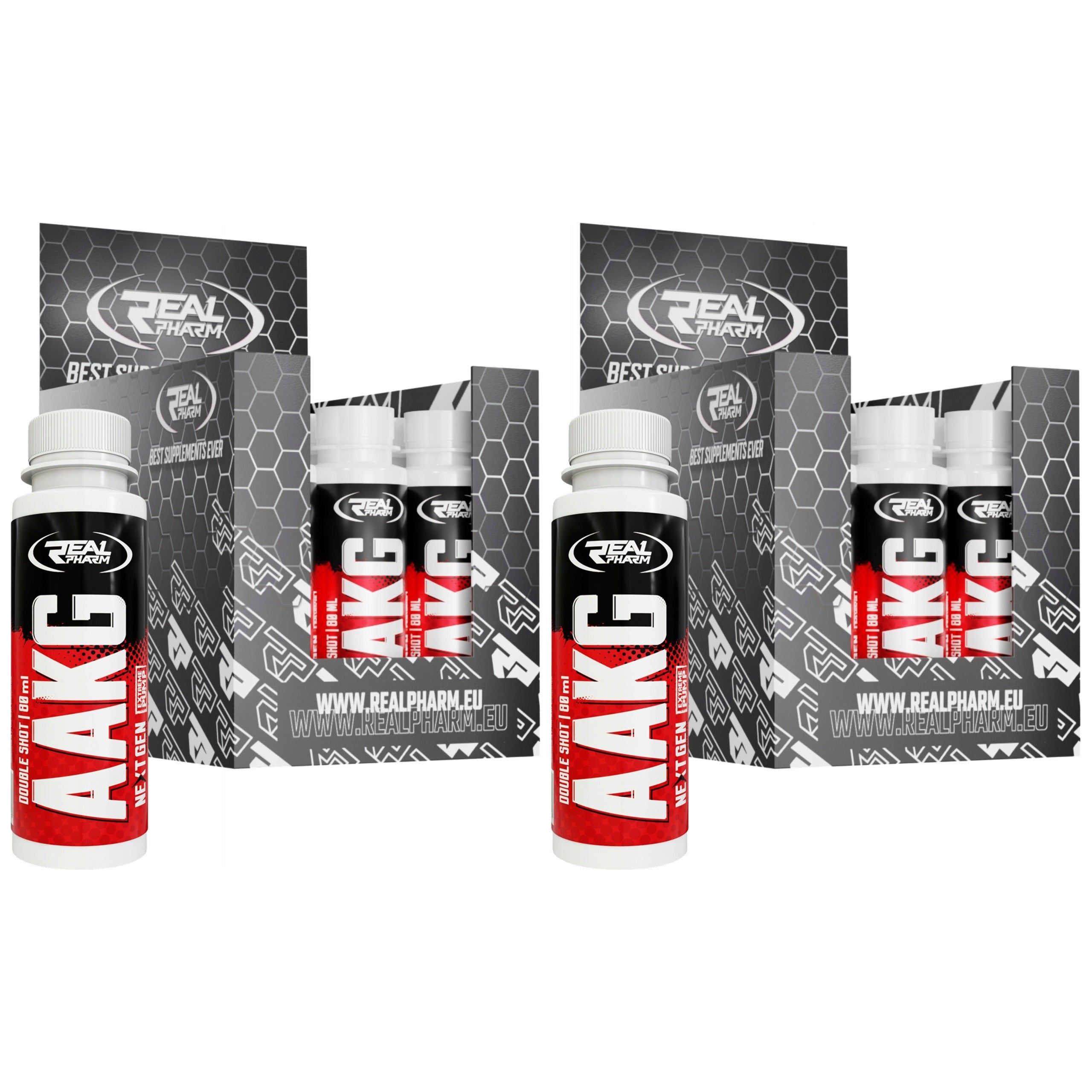 2x AAKG Shot 8000mg 12x 80 ml Arginine Pre-workout Liquid Pump Real Pha