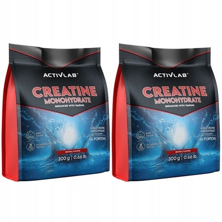 2x ACTIVLAB CREATINE MONOHYDRATE + TAURINE NATURAL FLAVOR 300g MUSCLES STRENGTH Packaging status original