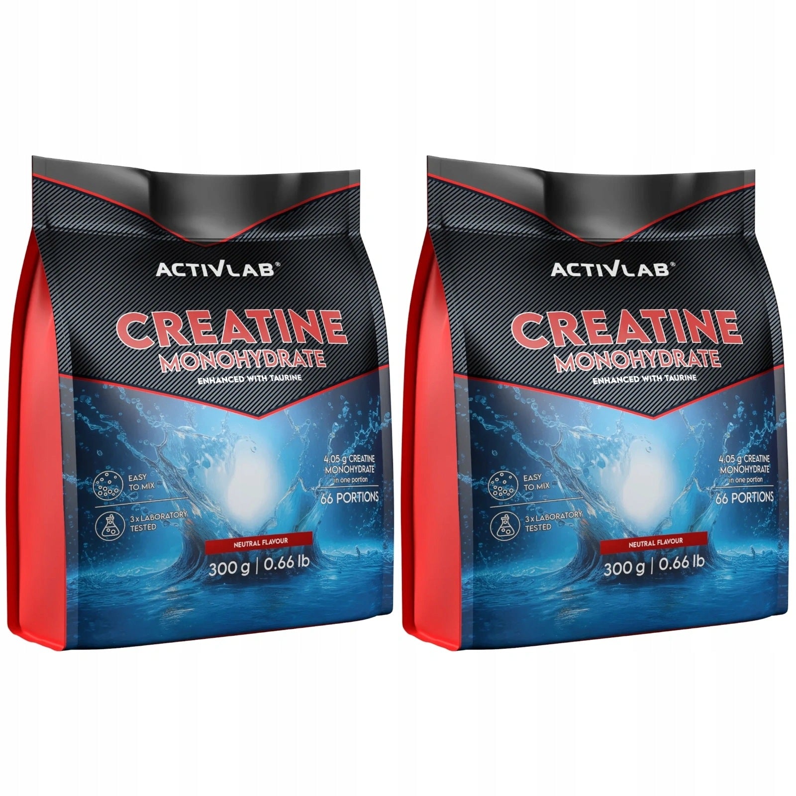 2x ACTIVLAB CREATINE MONOHYDRATE + TAURINE NATURAL FLAVOR 300g MUSCLES STRENGTH