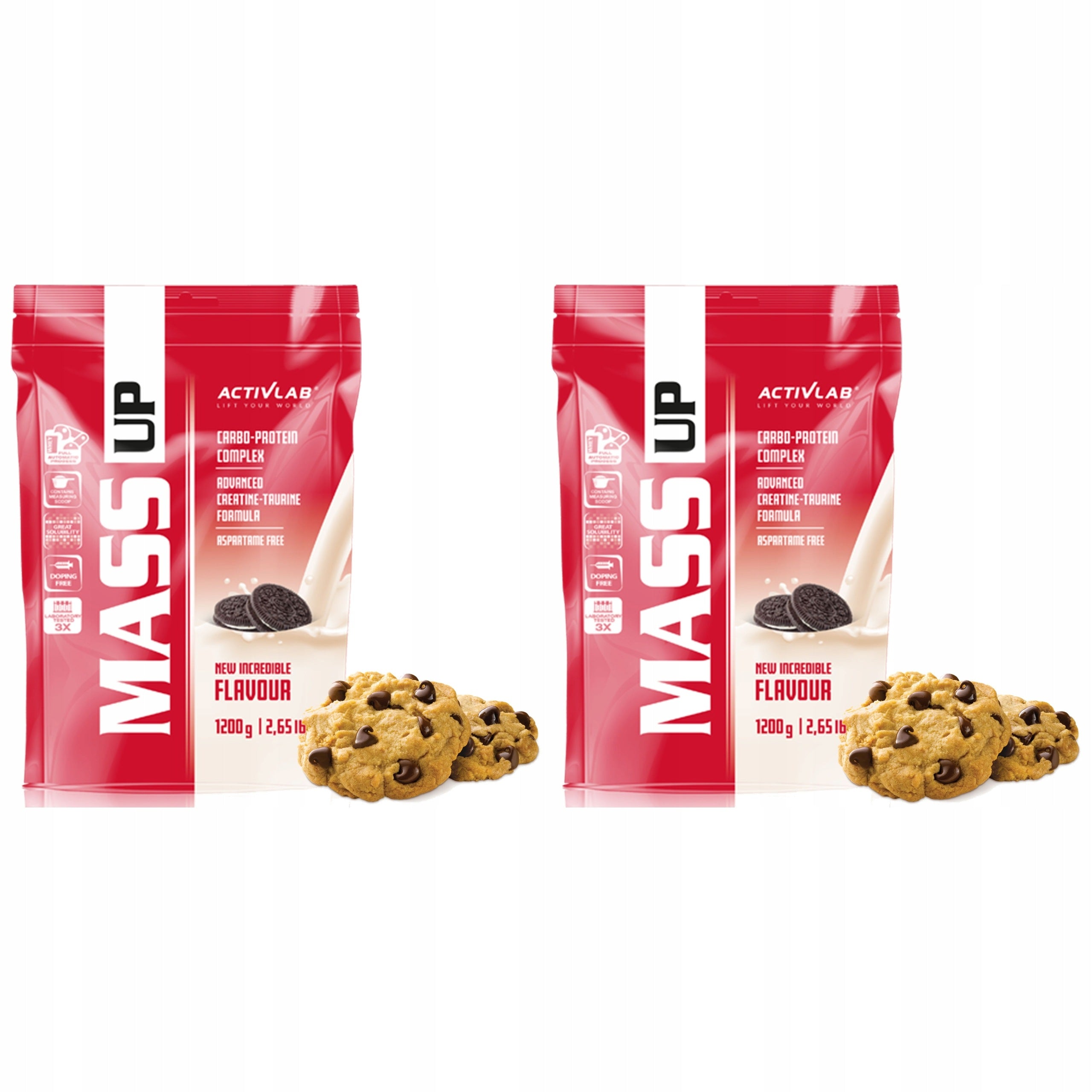 2x ACTIVLAB Mass Up 1200g Gainer Protein Creatine Taurine Muscle Mass
