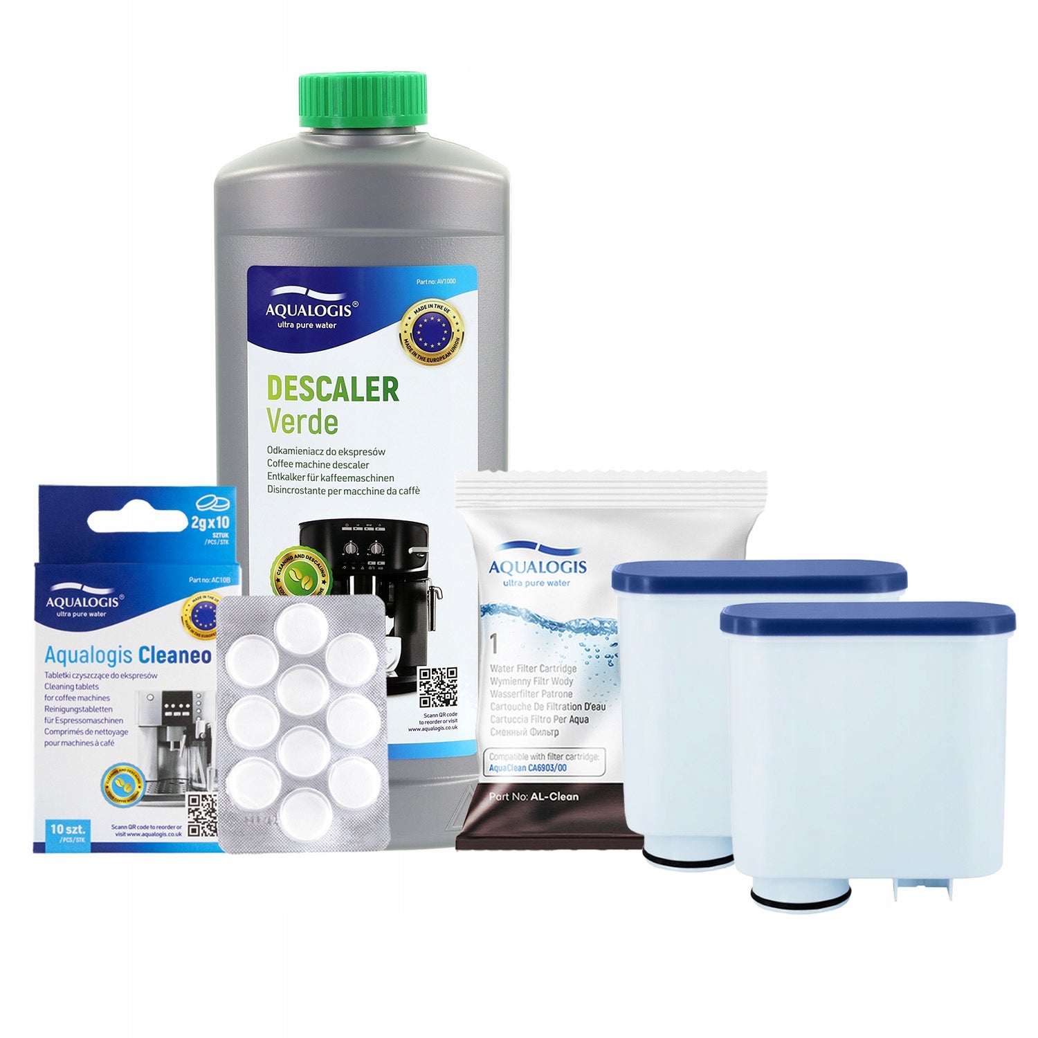 2x AL-Clean Filter for Philips Saeco Maker + Descaler 1L + Tablets