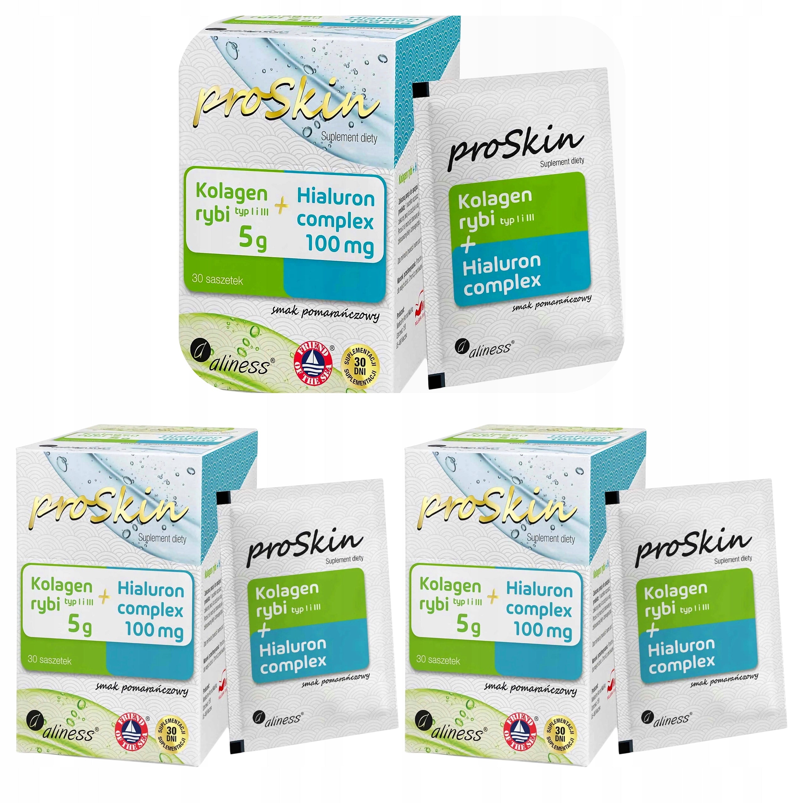 2x ALINESS COLLAGEN FISH Hyaluron 100 mg Complex Wit. C 500 mg 60 sash.