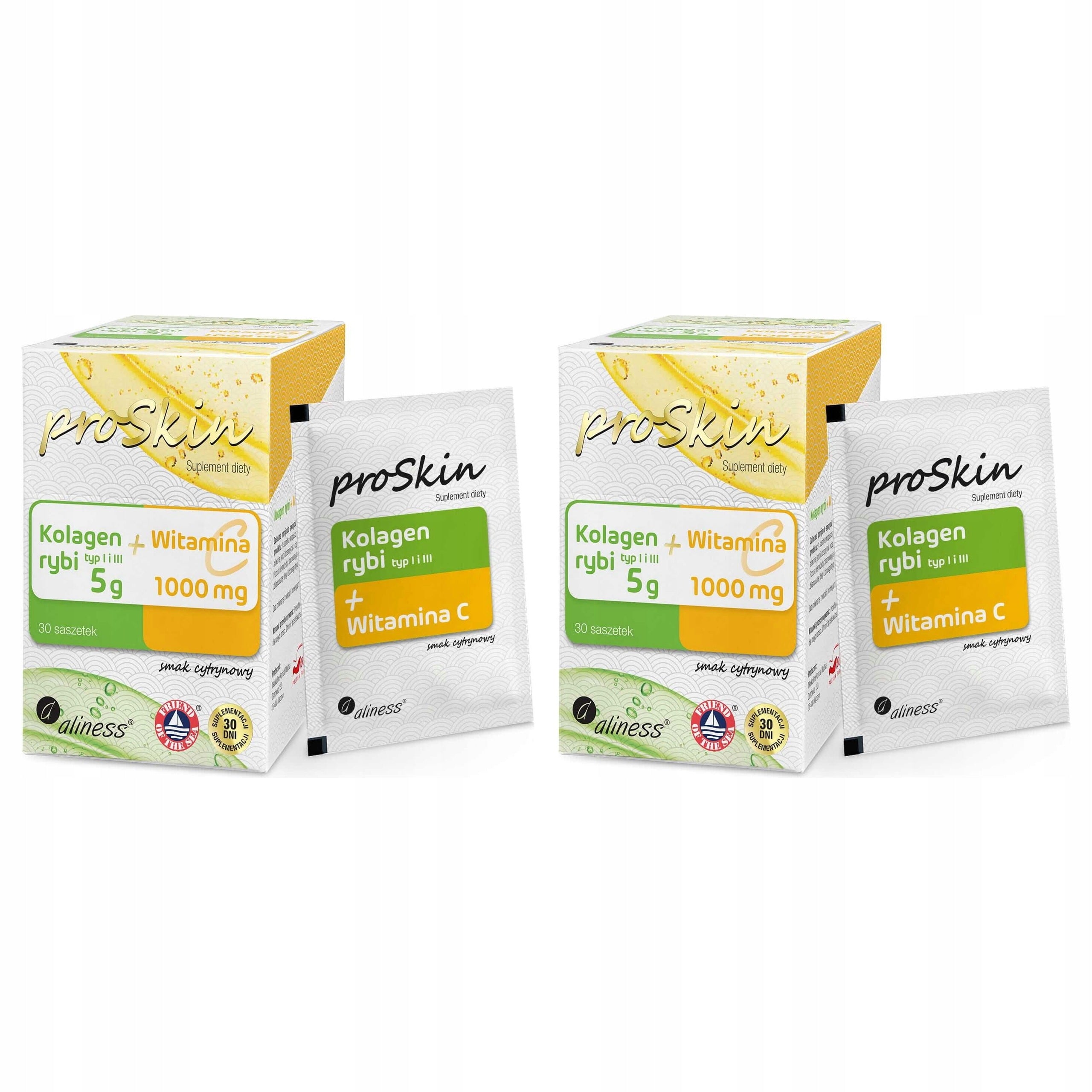 2x ALINESS Fish Collagen 5 g + Vitamin C 1000 mg Complex 30 pcs Set