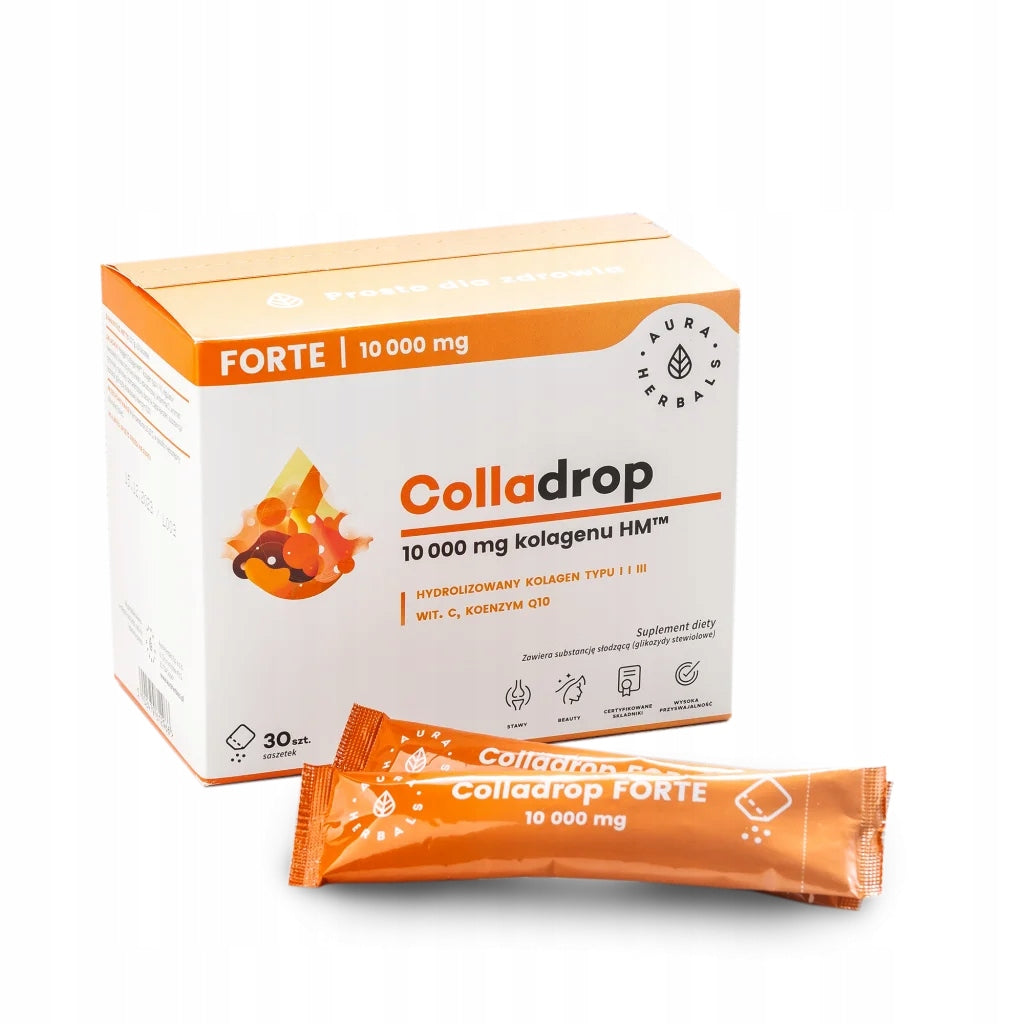 2x AURA HERBALS COLLADROP FORTE Marine Collagen Fish for Drinking 10000mg SET Packaging status original