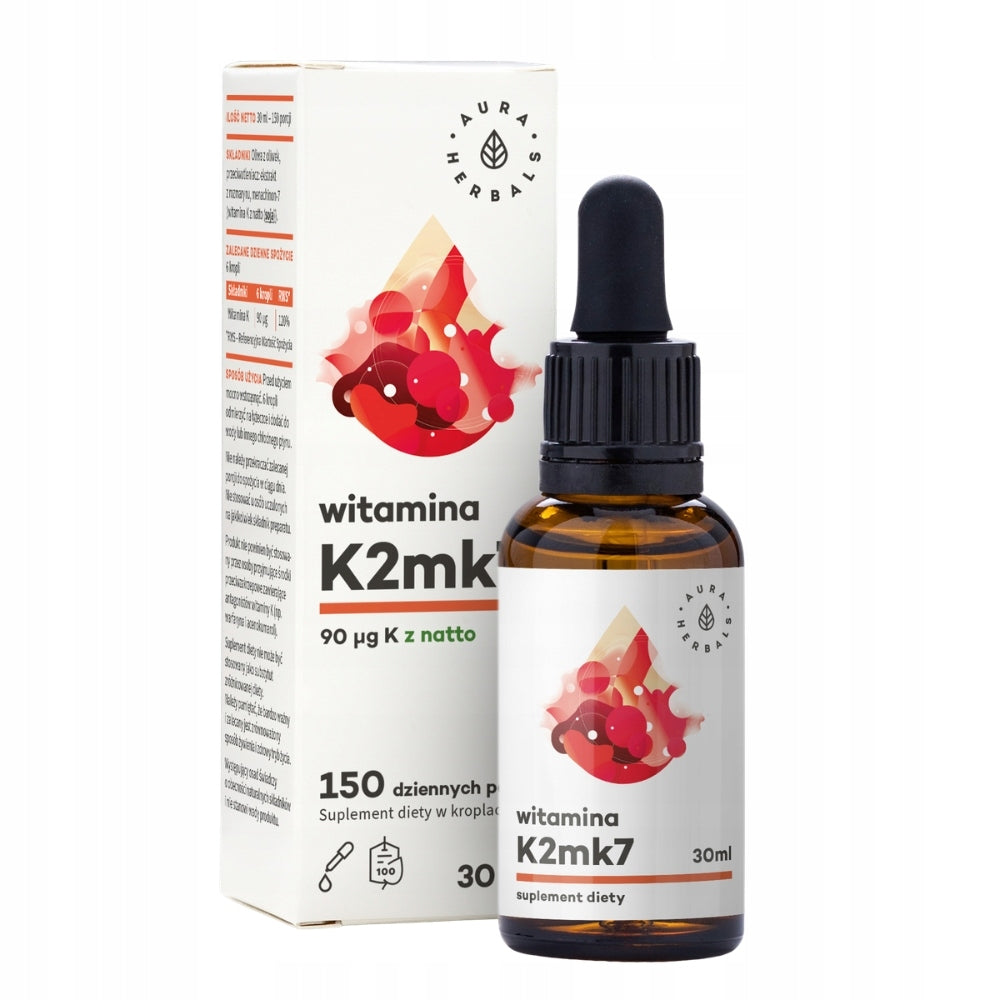 2x AURA HERBALS VITAMIN K2MK7 DROPS 30ml NATURAL INGREDIENTS HEART BONES Brand Aura Herbals