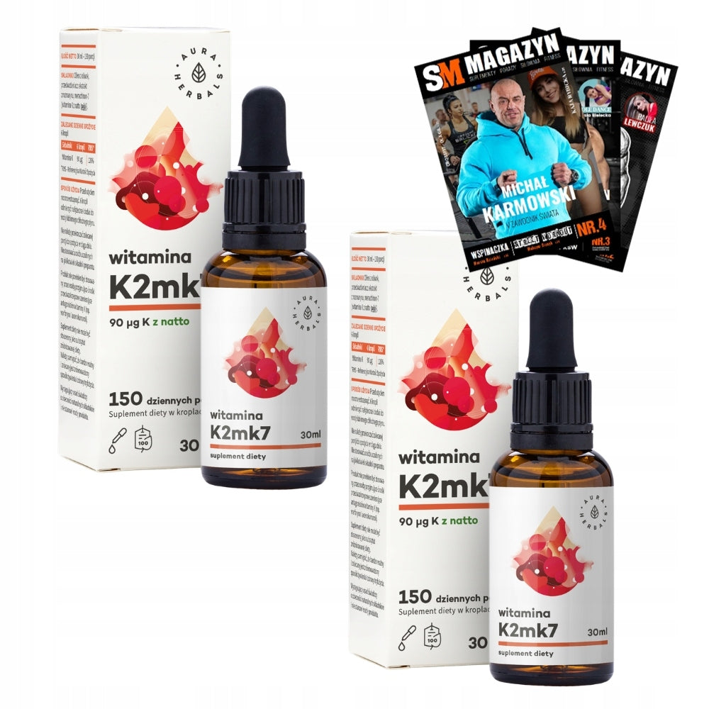 2x AURA HERBALS VITAMIN K2MK7 DROPS 30ml NATURAL INGREDIENTS HEART BONES