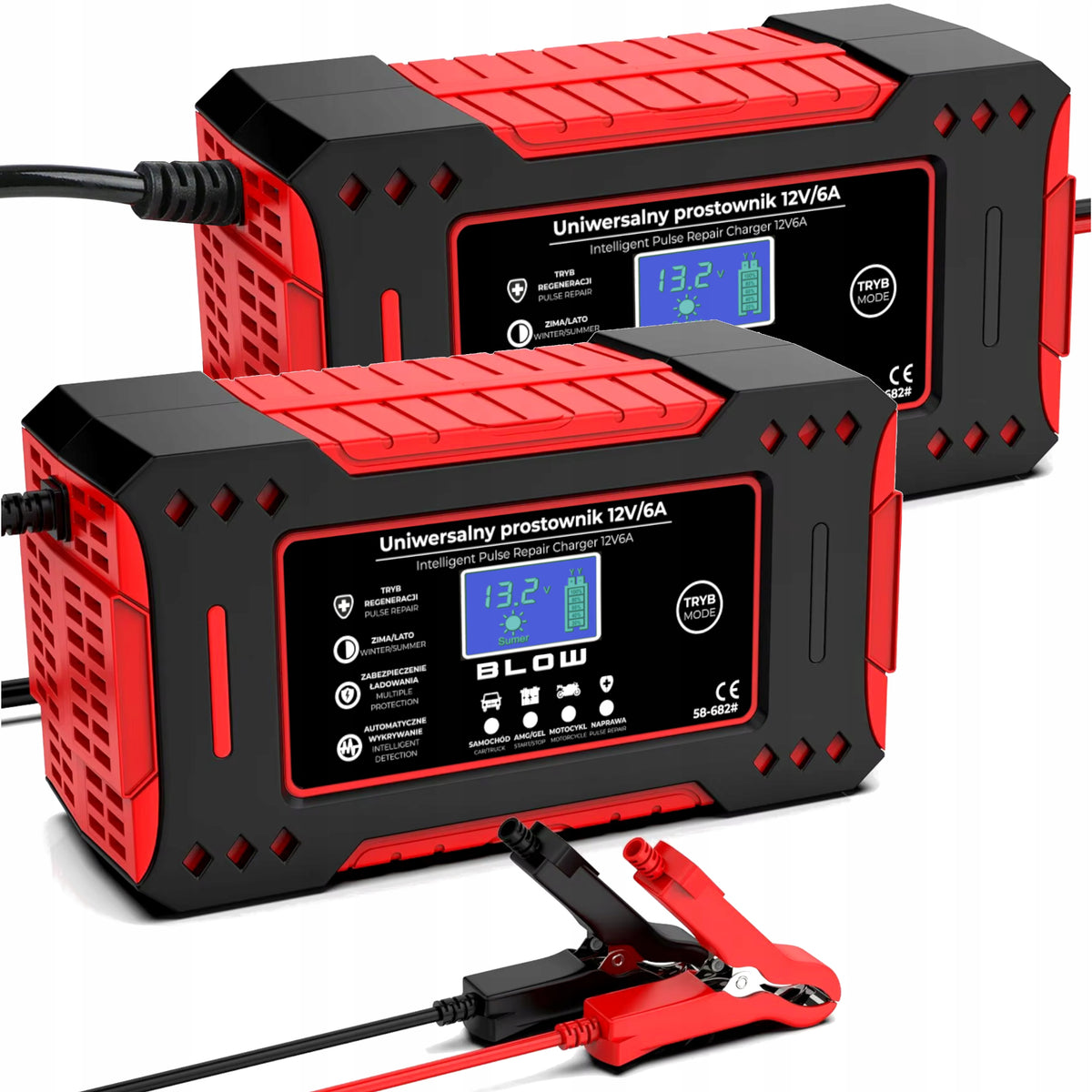 2x AUTOMATIC SMART RECTIFIER BATTERY CHARGER LCD 12V 6A