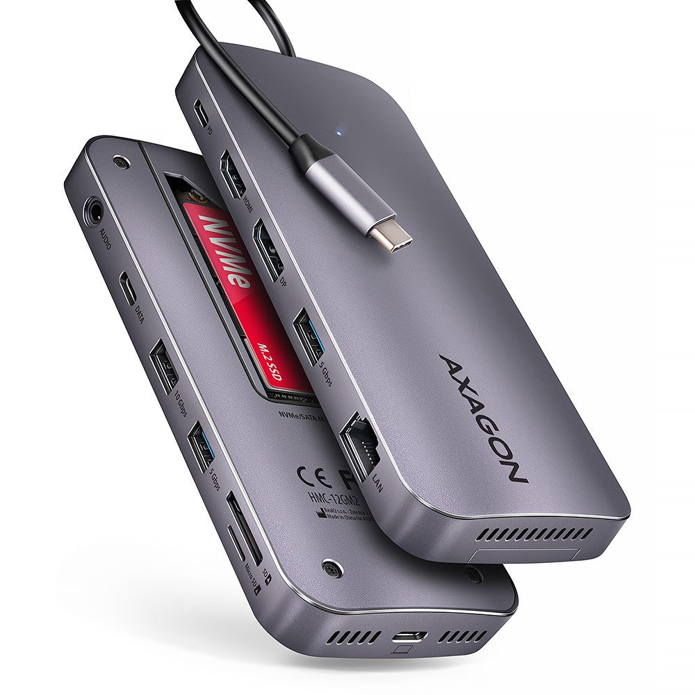 2x AXAGON USB-C 10Gbps GEN2COMBO 12in1 Hub | HMC-12GM2