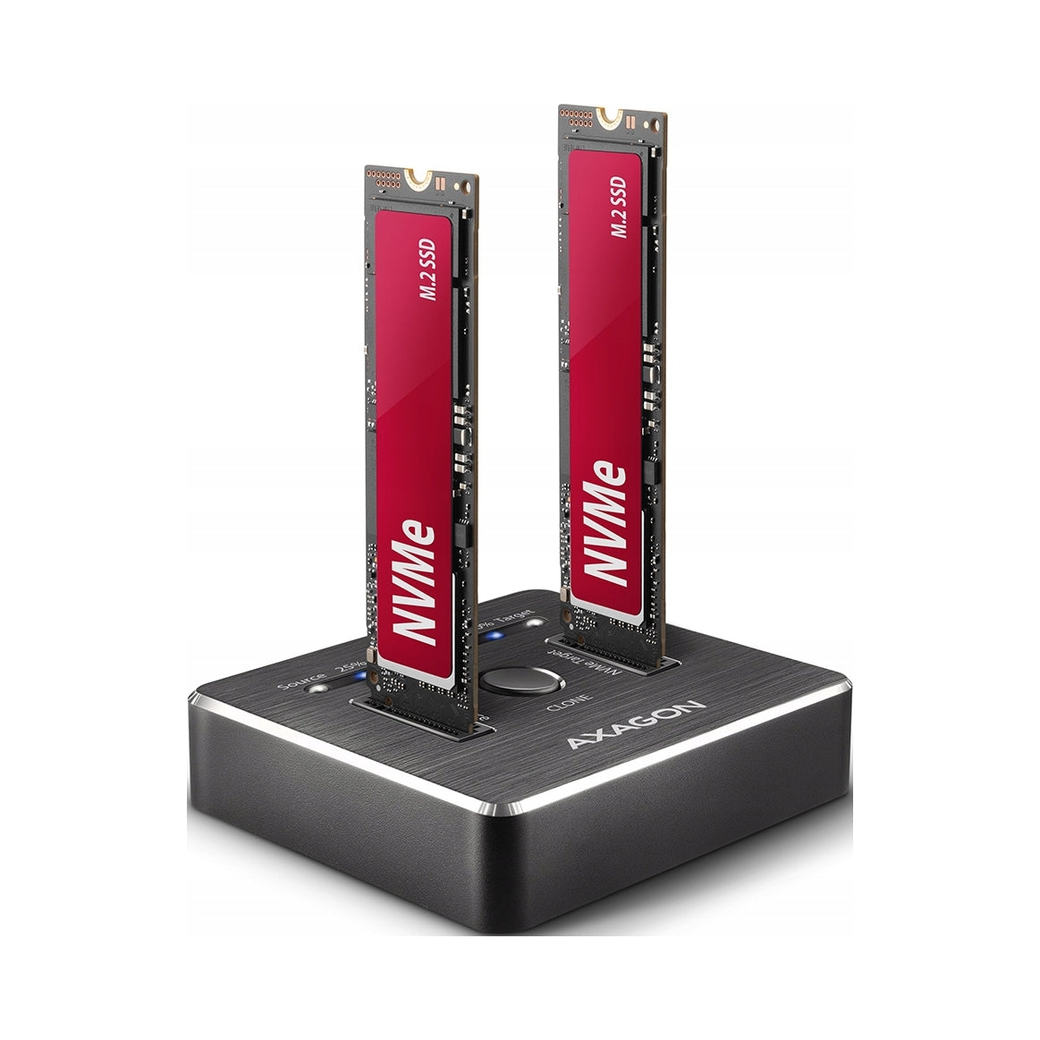 2x AXAGON | USB-C 3.2 Gen2 - 2x NVMe CLONE DUAL SSD Docking Station | ADSA-M2C