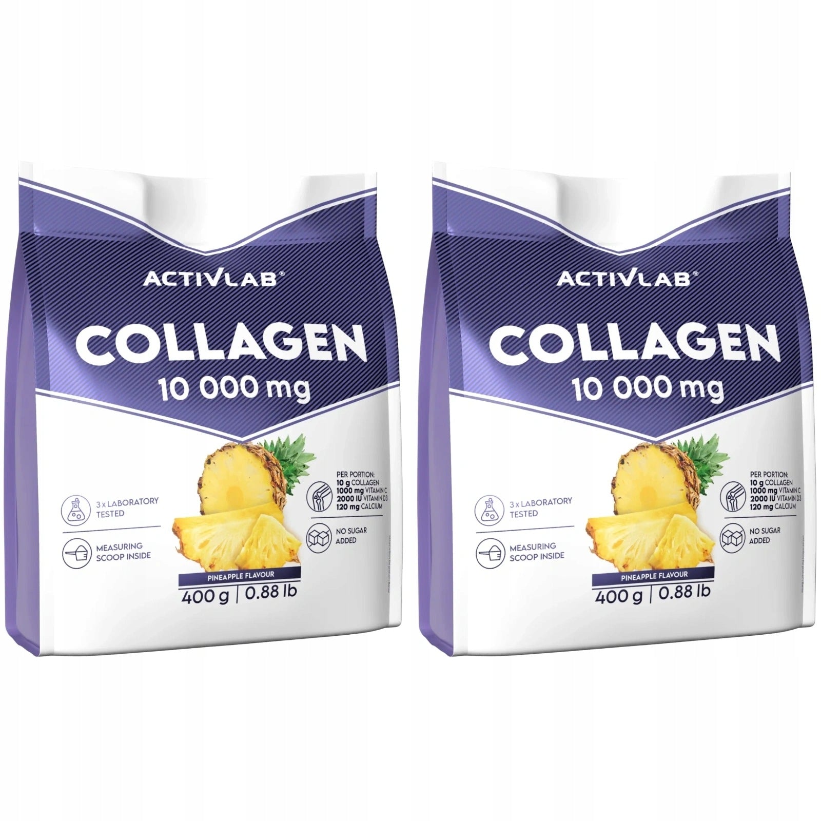 2x Activlab COLLAGEN 10 000 mg Pineapple 400g Vitamin C D3 Joints Bone Hair